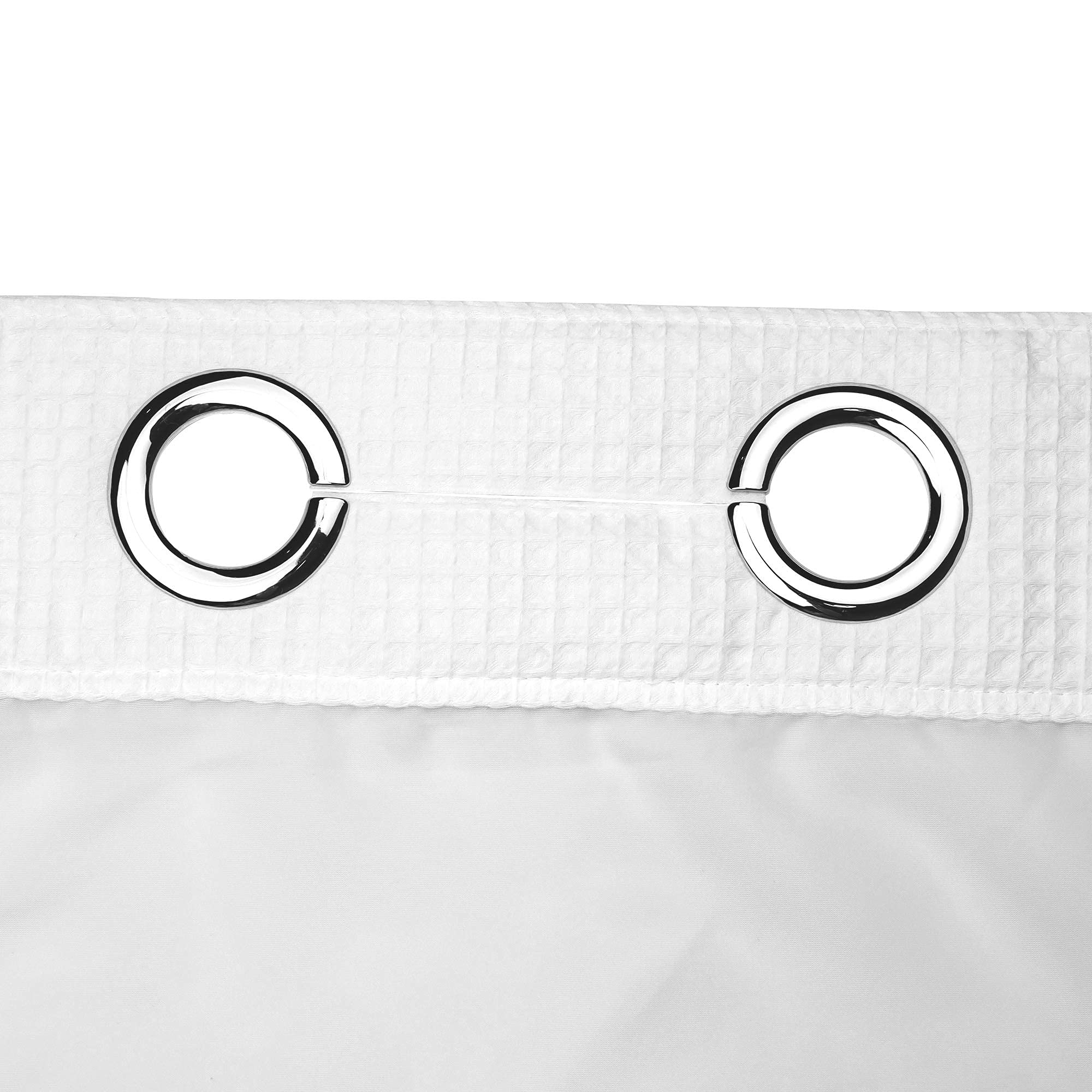 River Dream White Fabric Shower Curtain Set, Cotton Blend, Waffle Weave, With Snap In Replacement Liner,54 X 80 Inches