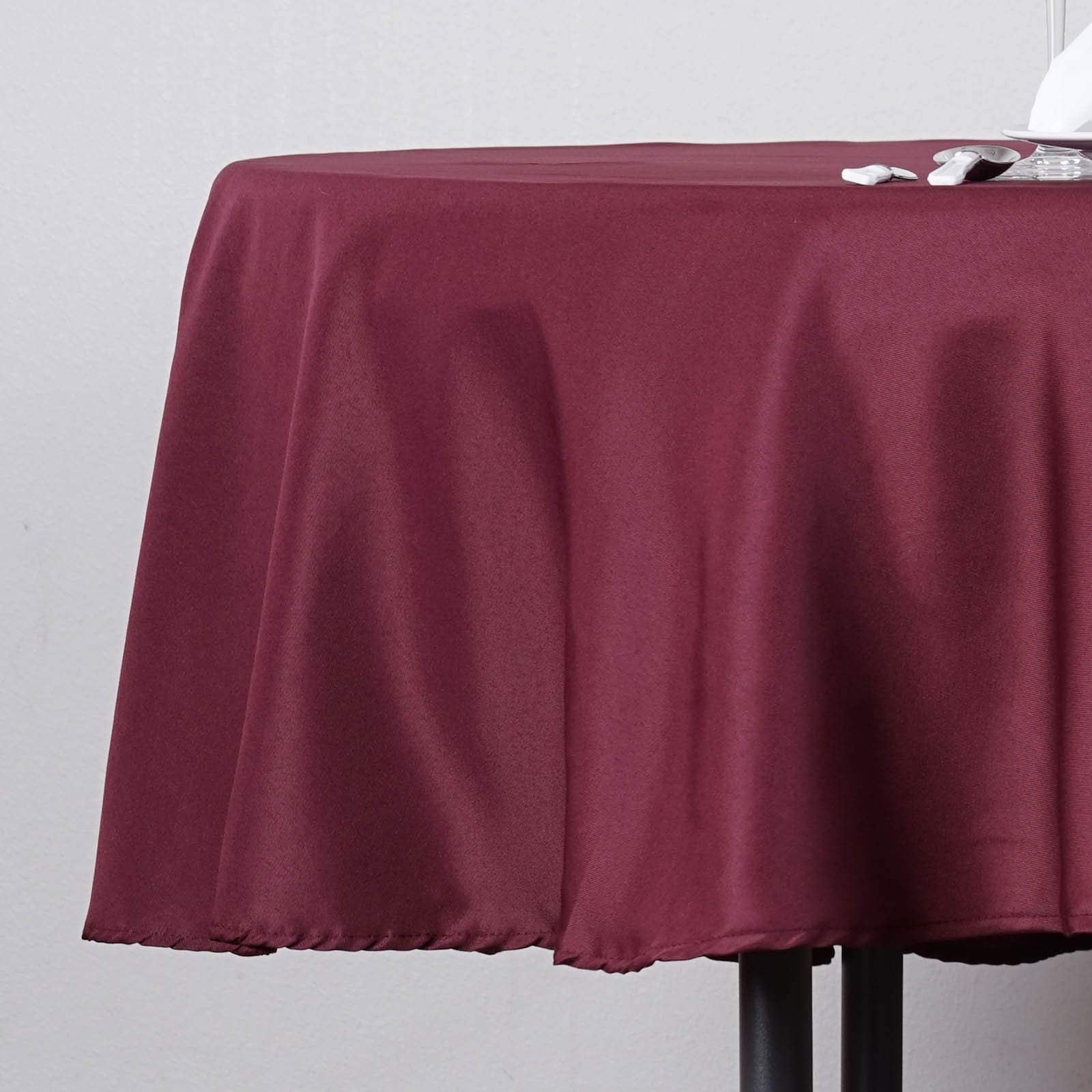 Balsacircle 90 Inch Burgundy Round Polyester Tablecloth Fabric Table Cover Linens For Wedding Party Banquet Reception Events Kit