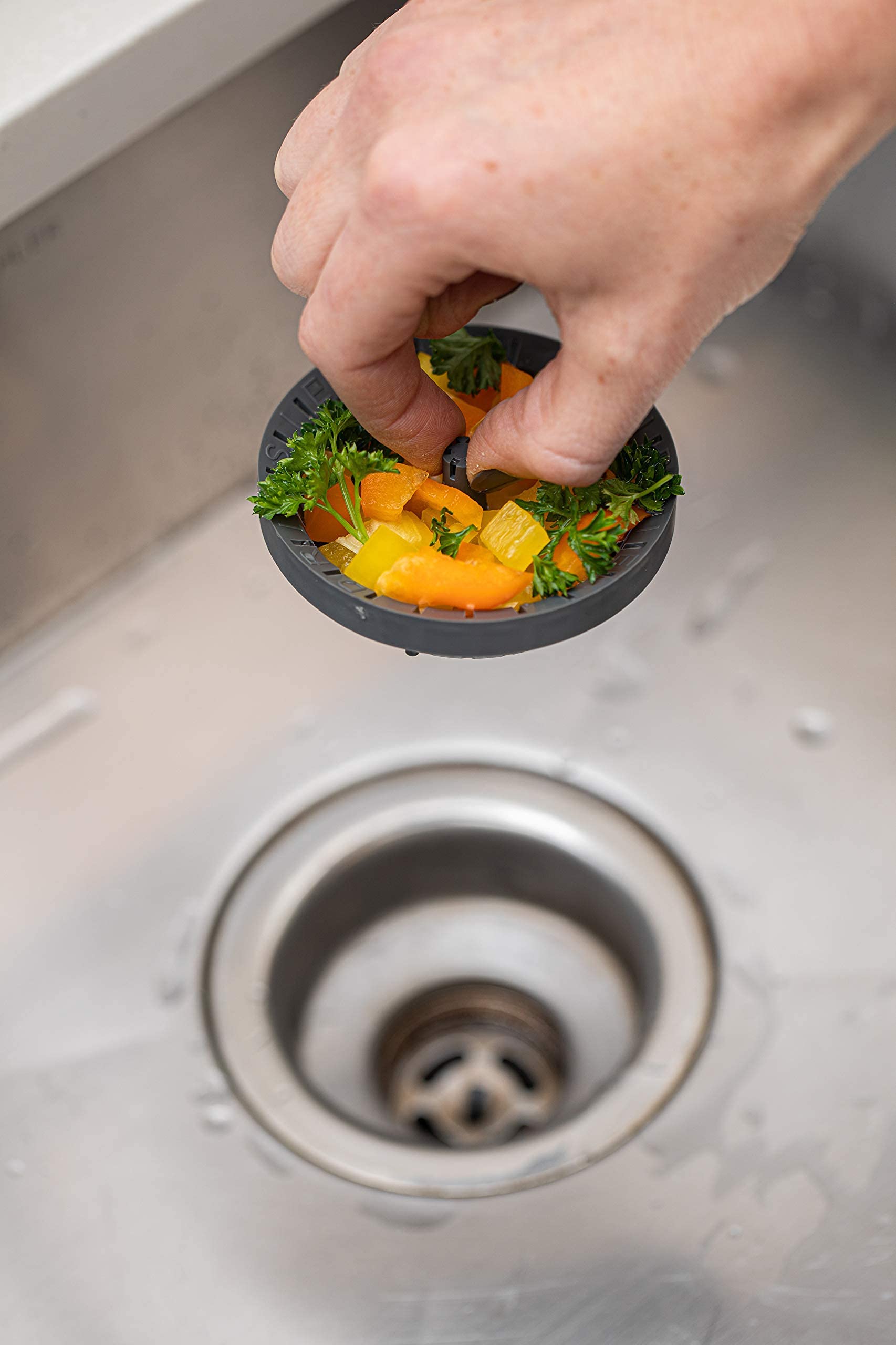 Dripsie Sink Strainer - Clog-Resistant and Flexible - Universal Kitchen Sink Drain Strainer - Made in The USA (1-Pack Gray)