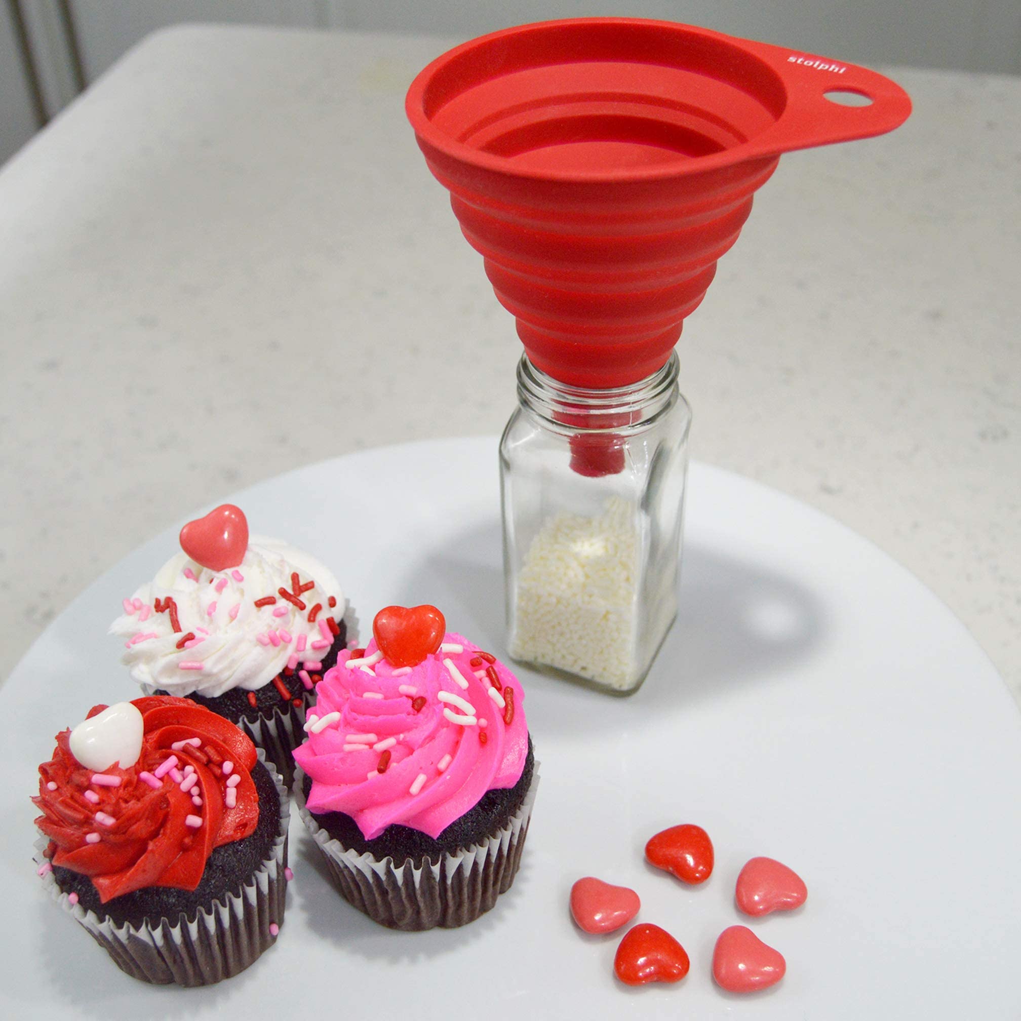 Stolphi Silicone Collapsible Funnel Set Of 3 For Filling Bottles, Liquids Or Dry Goods, Kitchen Gadgets, Food Grade, Premium Qua