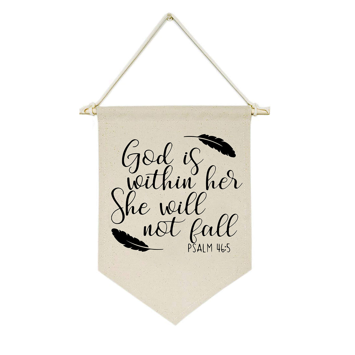 God Is Within Her - Canvas Hanging Flag Banner Wall Sign Decor - Inspirational Gift For Nursery,Kids Room,Living Room,Bedroom,Fr