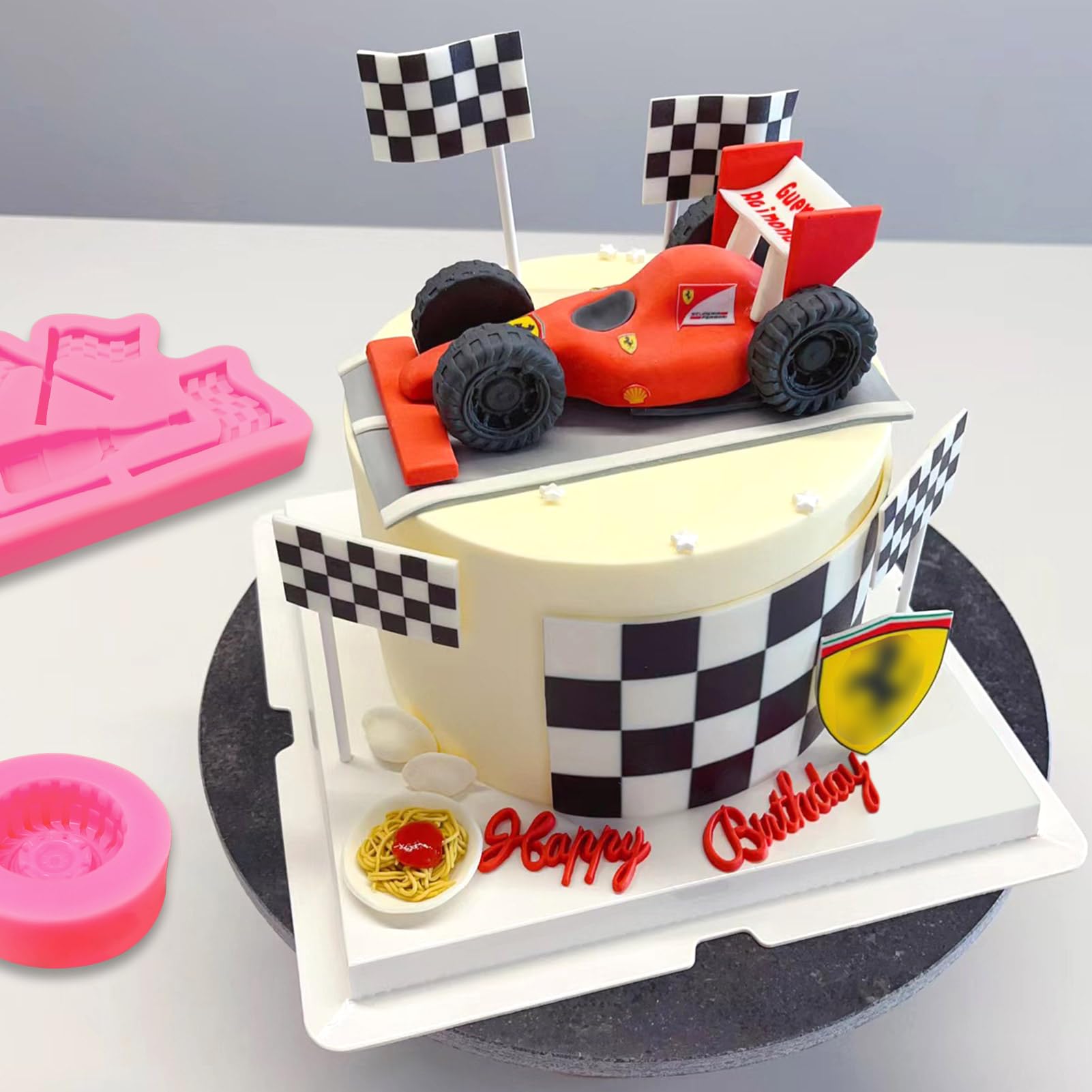 Rainmae Flame Fondant Molds, Car Tire Fondant Mold, Hot Fire Silicone Molds, Round Tire Mold, Truck Wheel Shape Mold For Sugar C