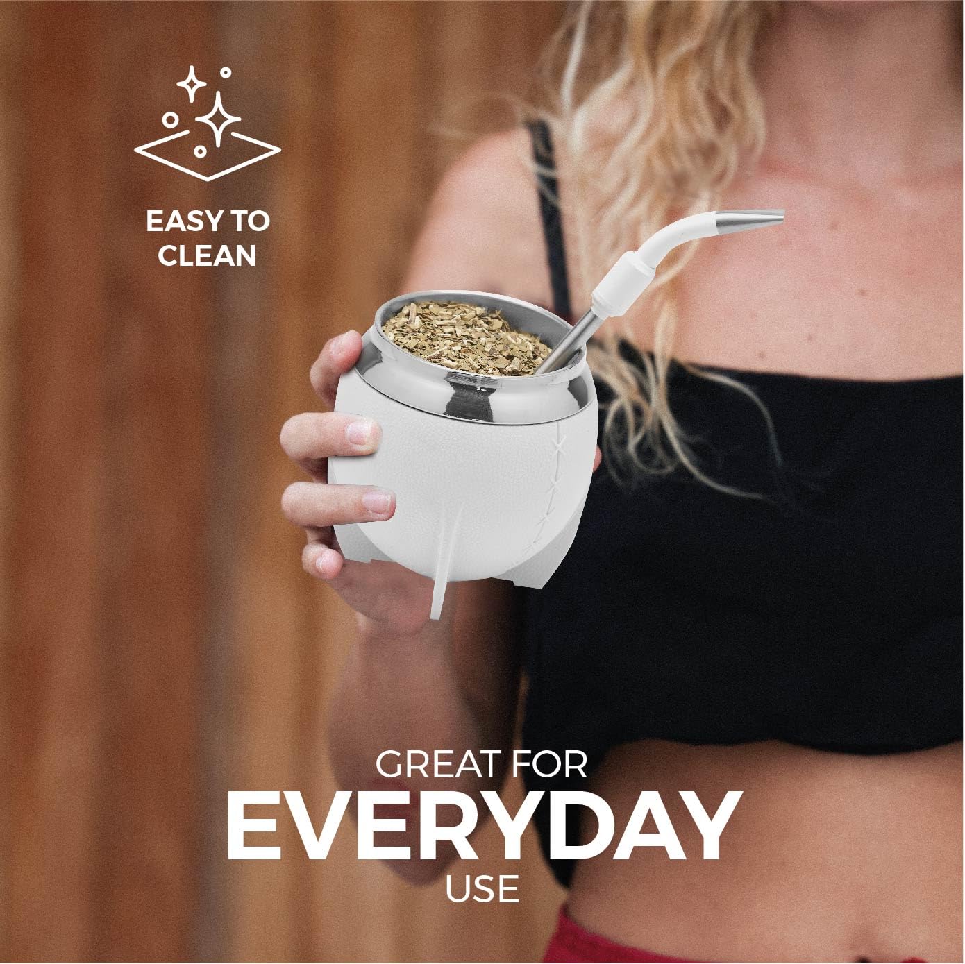 Balibetov Yerba Mate Cup And Bombilla Set, Includes Stainless Steel Yerba Mate Gourd, Premium Bombilla Mate And Cleaning Brush (