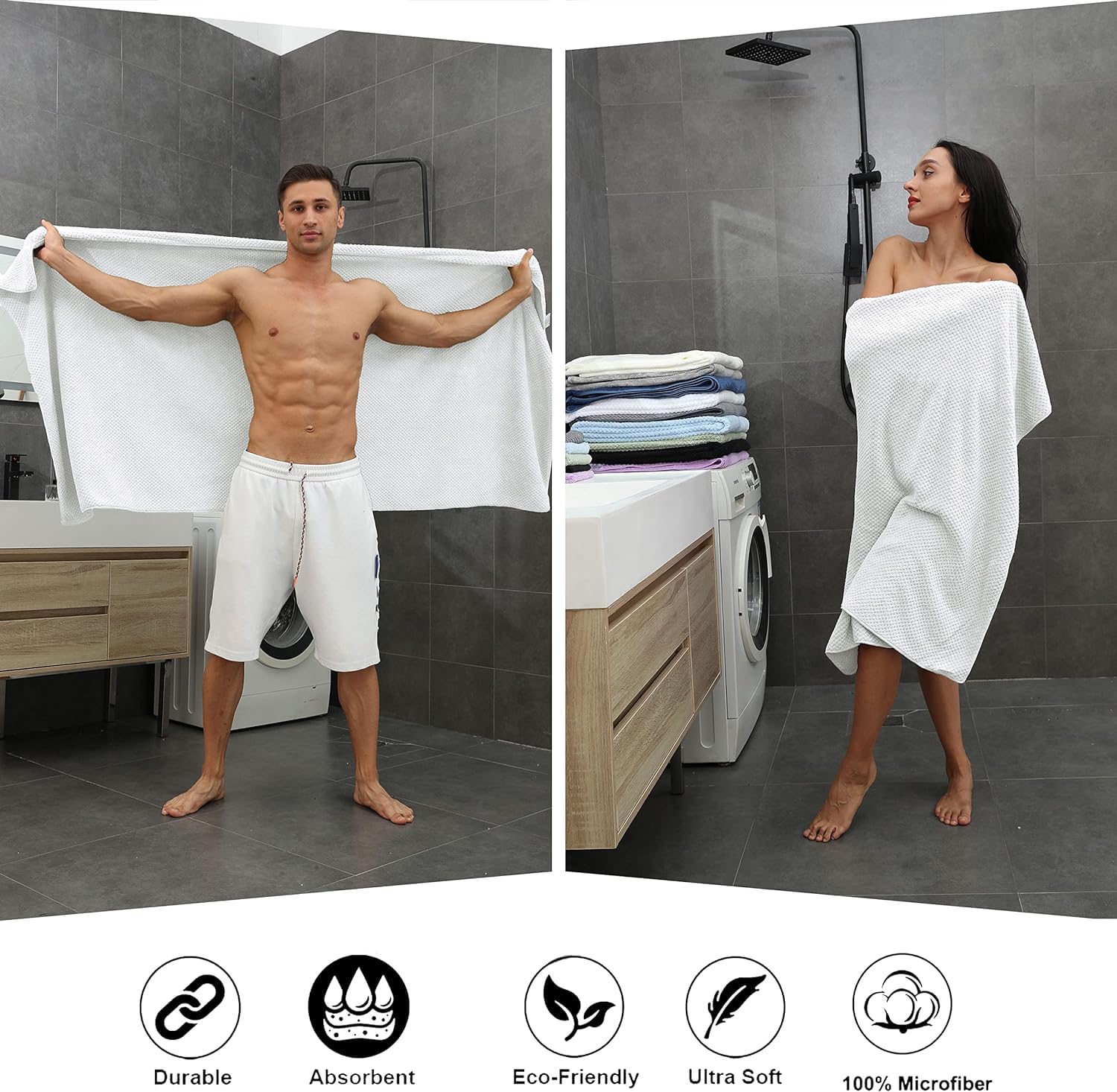 Smuge Bath Towel Set, 4-Piece 35X70 Inches, Extra Large Microfiber Bath Towels, Quick Dry, Lightweight, Soft, Highly Absorbent,