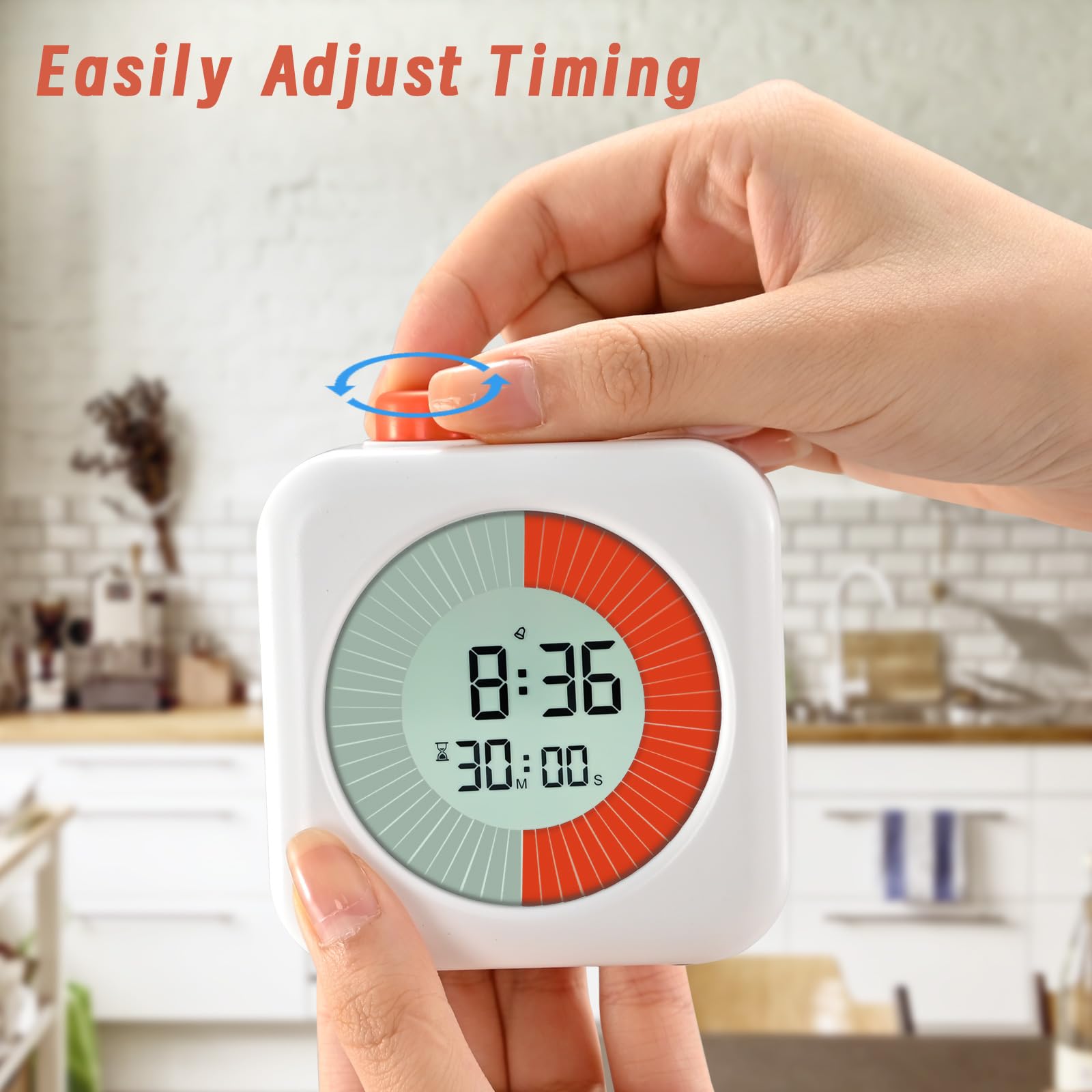 Eoocoo Digital Visual Timer, 60-Minute Countdown Timer For Kids And Adults, Time Management Tool, Timer Clock Alarm 3 In 1, For