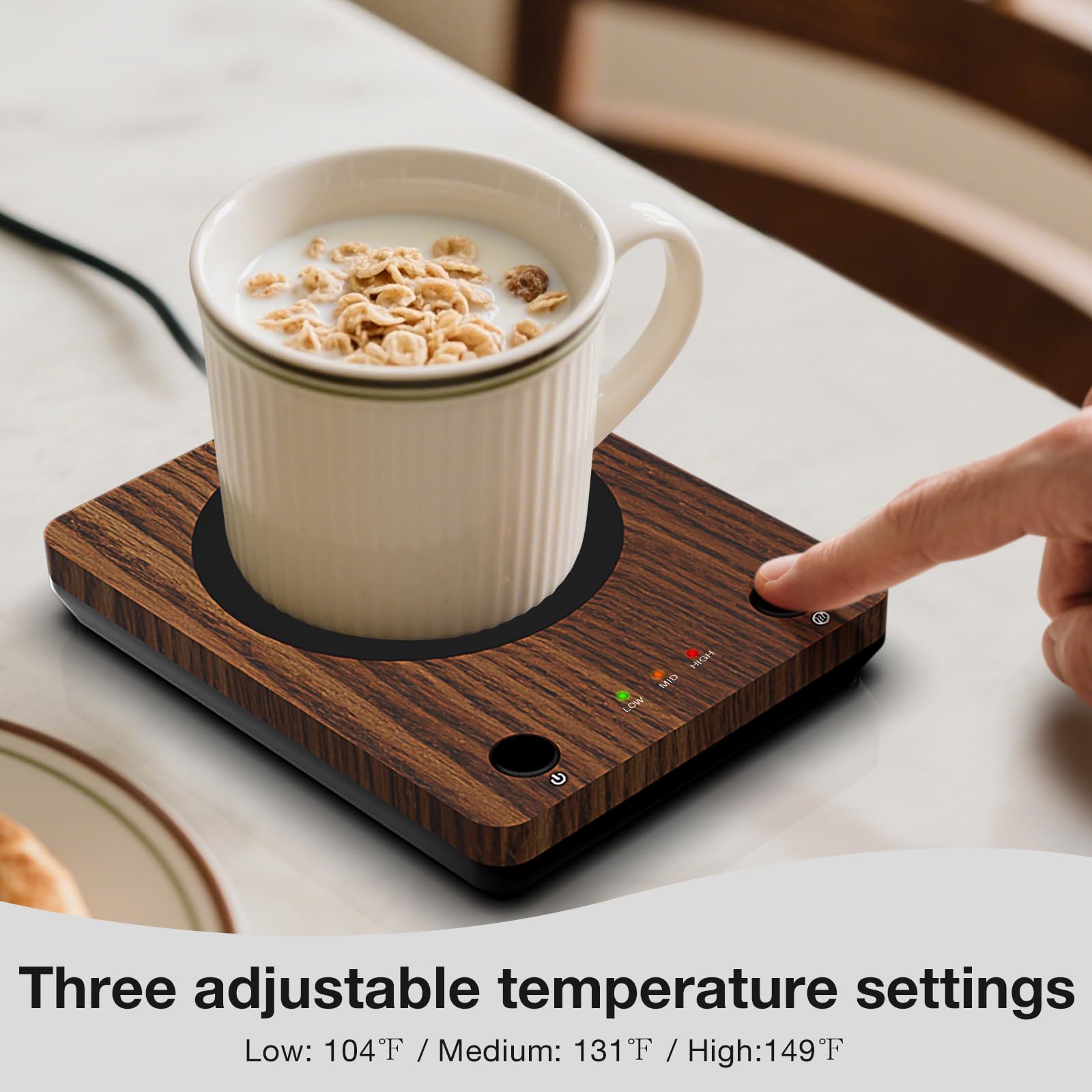 Coffee Mug Warmer for Desk  Electric Coffee Cup Warmer with 3-Temp Settings  Cup Warmer for Desk with Auto Shut Off After 4H Feature for Warming & Heating  Beverage  Milk  Tea  and Hot Chocolate