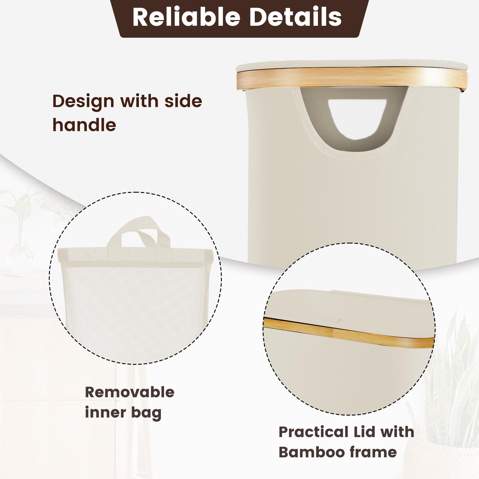 Bathola Small Laundry Basket, 75L Slim Laundry Hamper With Lid, Clothes Hamper For Laundry Basket Collapsible, Narrow Laundry Ha