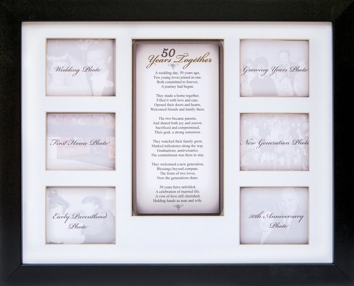 The Grandparent Gift Co. 50th Anniversary Collage Picture Frame - 11   x14    Photo Wall Frame with 6 (3    x 2.75   ) Openings 