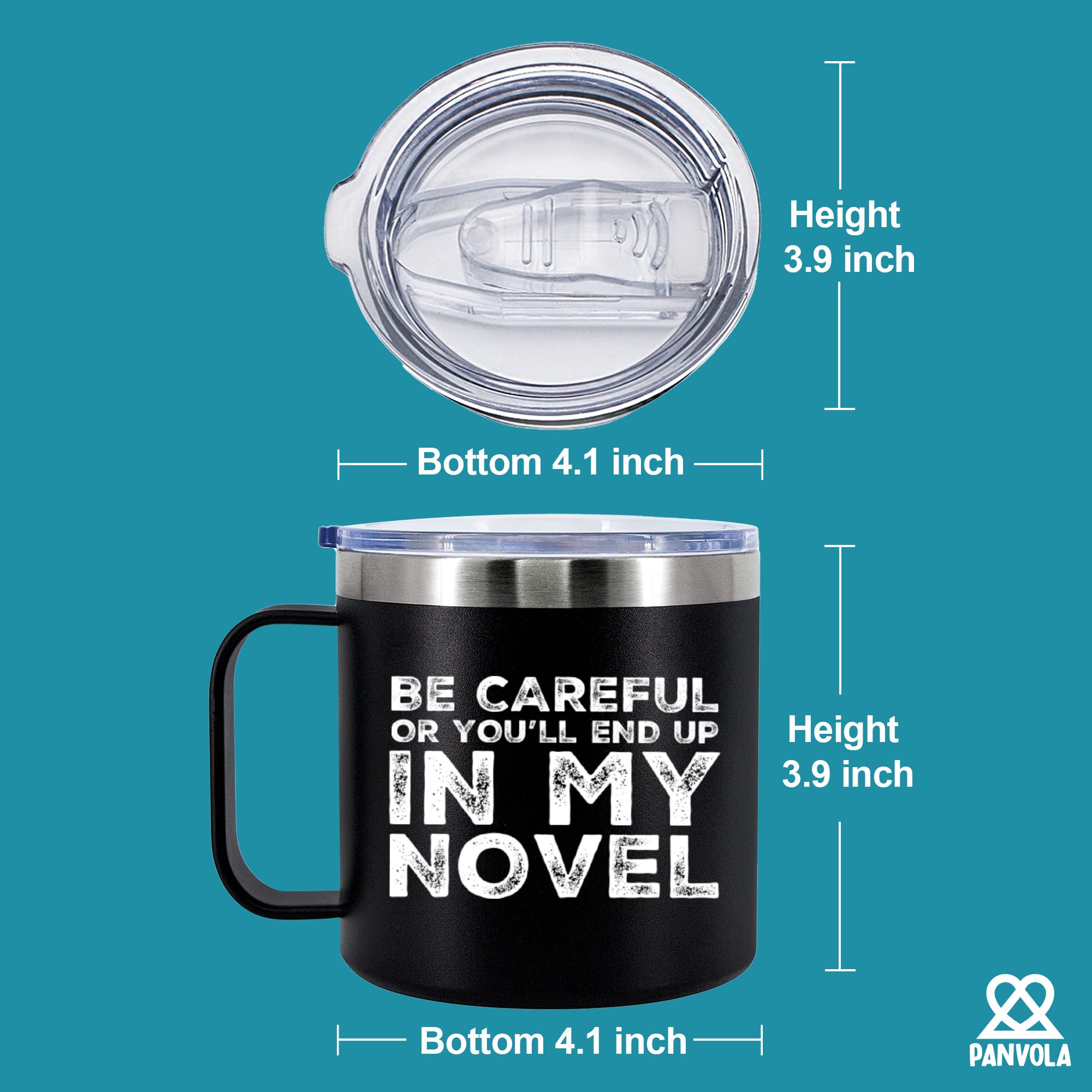 Panvola Be Careful Or You'Ll End Up In My Novel Writer Gifts Author Insulated Coffee Cup 14Oz With Handle And Lid 304 Stainless