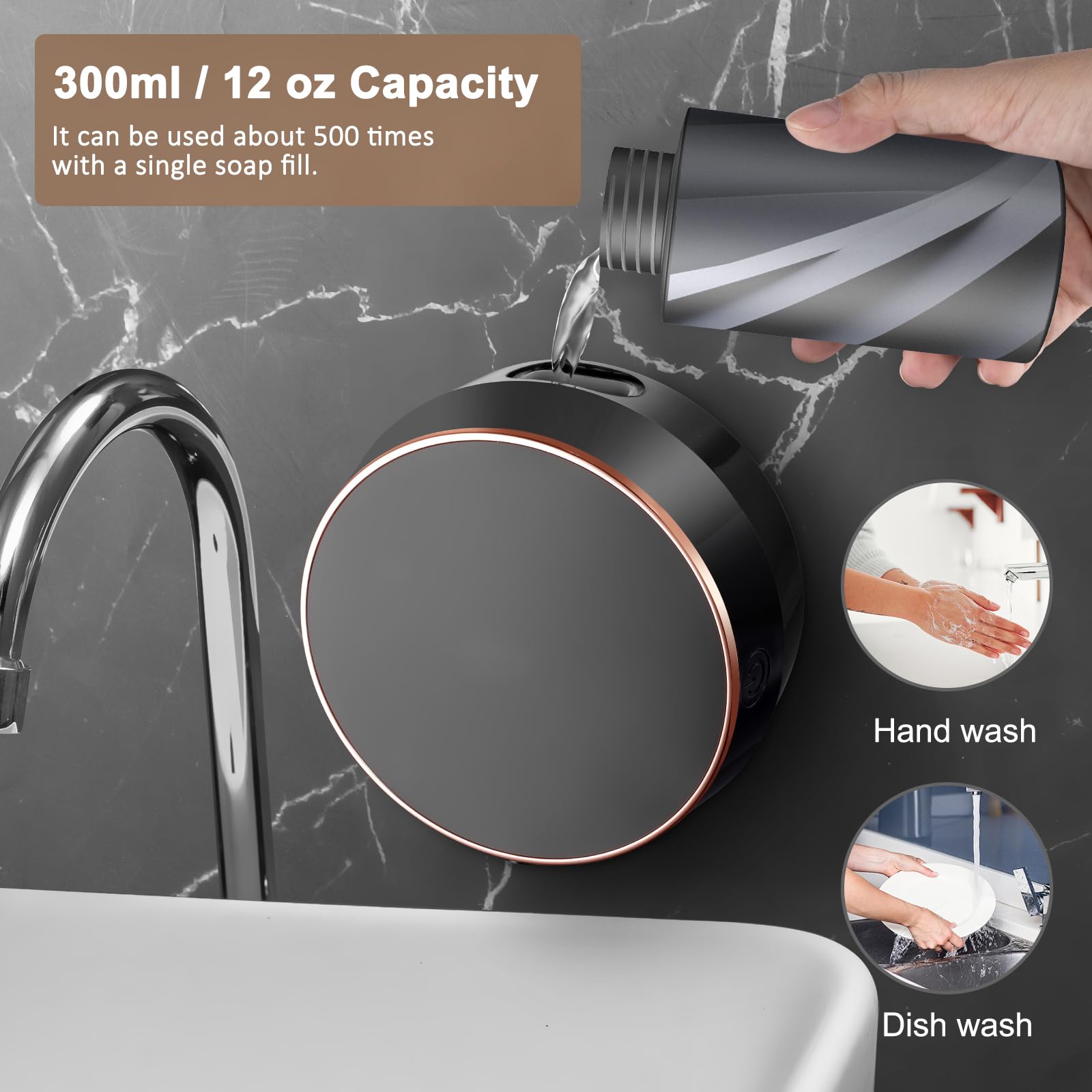 Monstake Automatic Soap Dispenser Touchless Auto Hands Free Liquid Wall Mount Dish Soap Dispenser Electric Plastic Modern Smart