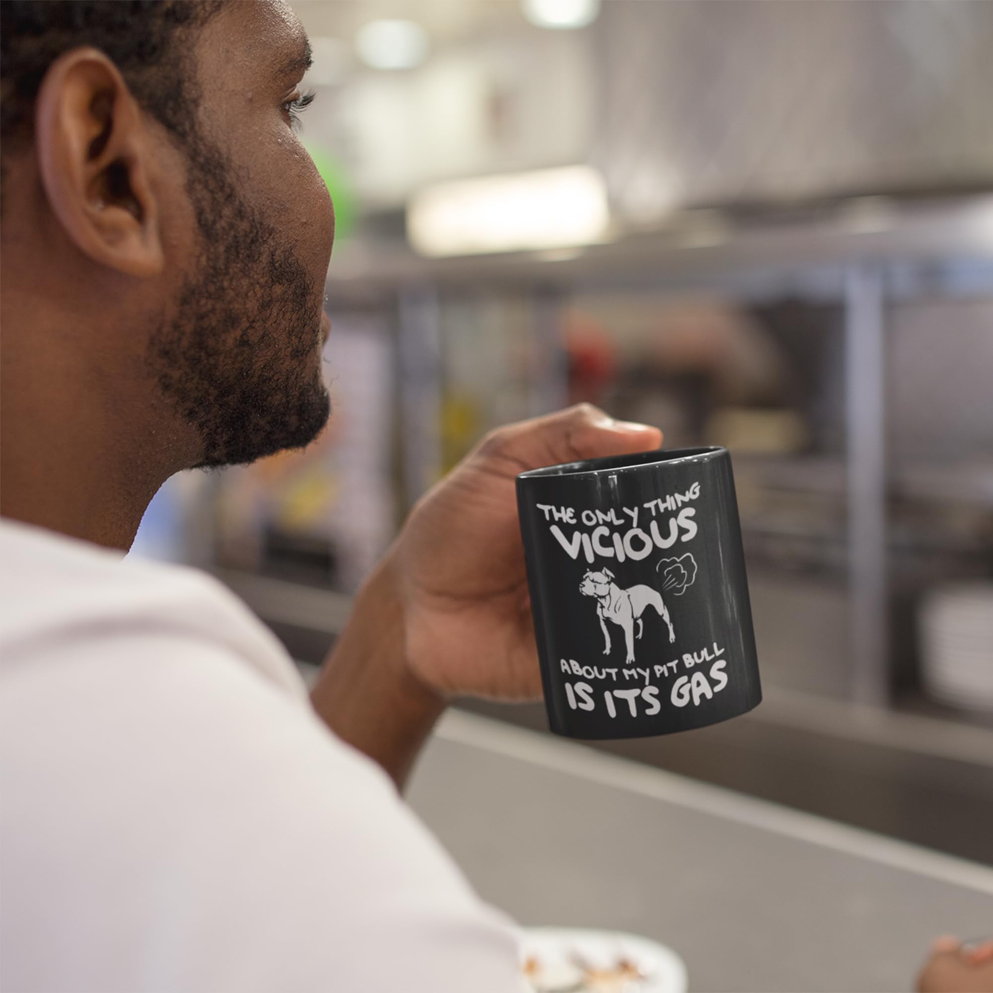 DogsMakeMeHappy - The Only Thing Vicious About My Pit Bull Is Its Gas Coffee Mug - Ceramic Hot Cocoa Coffee Mug - Best Gift Idea