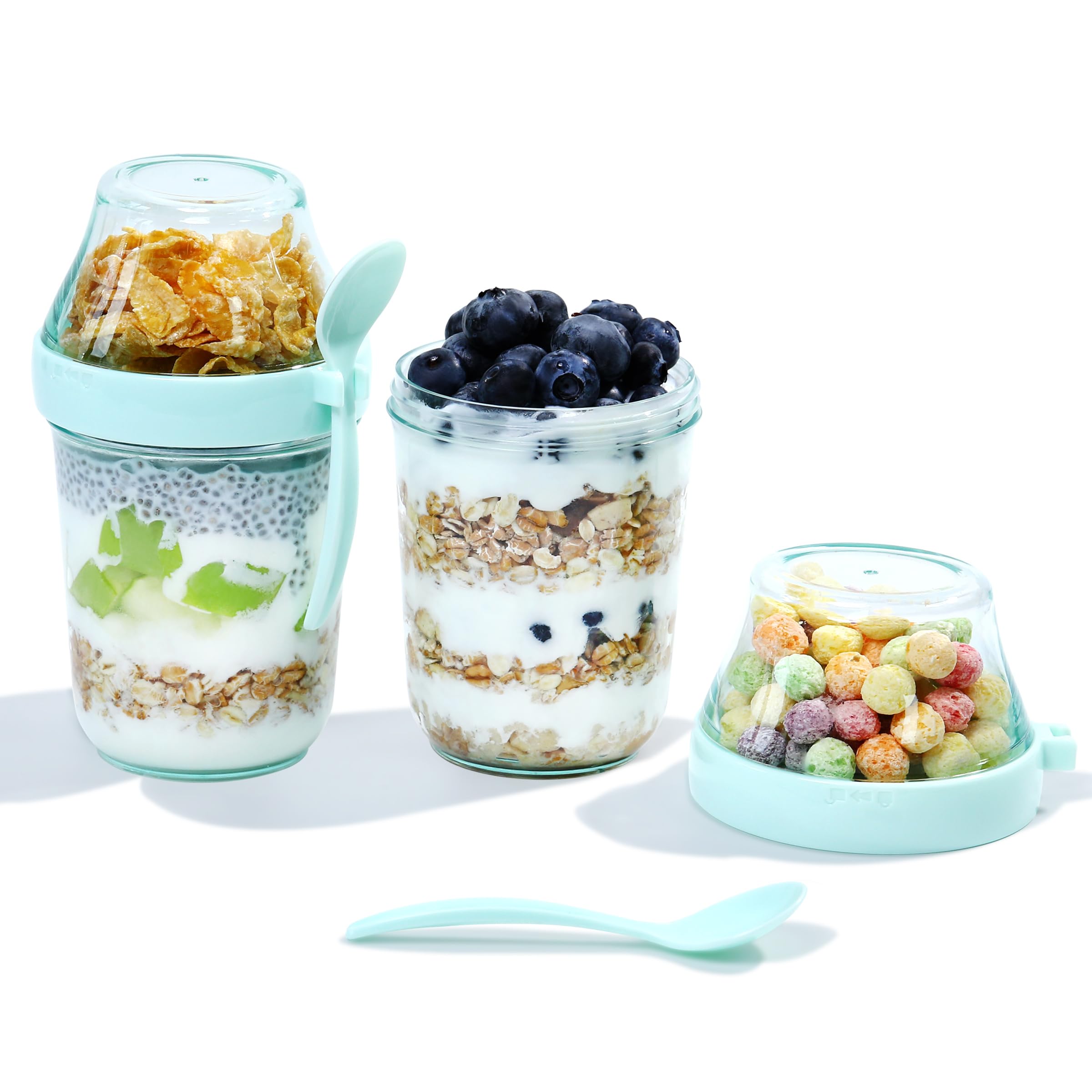 Felli On the Go Yogurt Parfait Snack Cups with Lid, Reusable Acrylic Travel Jars for Chia Pudding, Portion Control Breakfast & L
