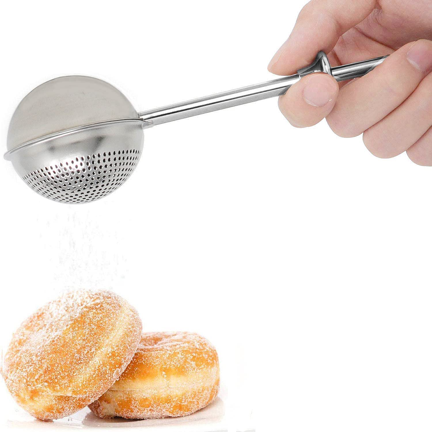 Hulisen Flour Duster For Baking, One-Handed Operation, 304 Stainless Steel Powdered Sugar Shaker Duster, Pick Up And Dust Flour