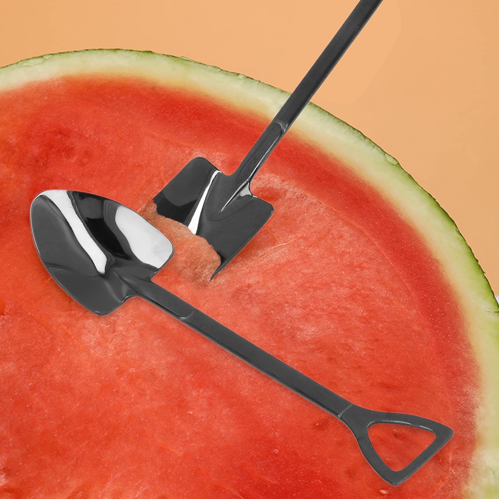 2Pcs 6In Stainless Steel Shovel Spoons, Novel Dessert Ice Cream Spoon With Ergonomic Design Handle, Mini Tableware Supplies For