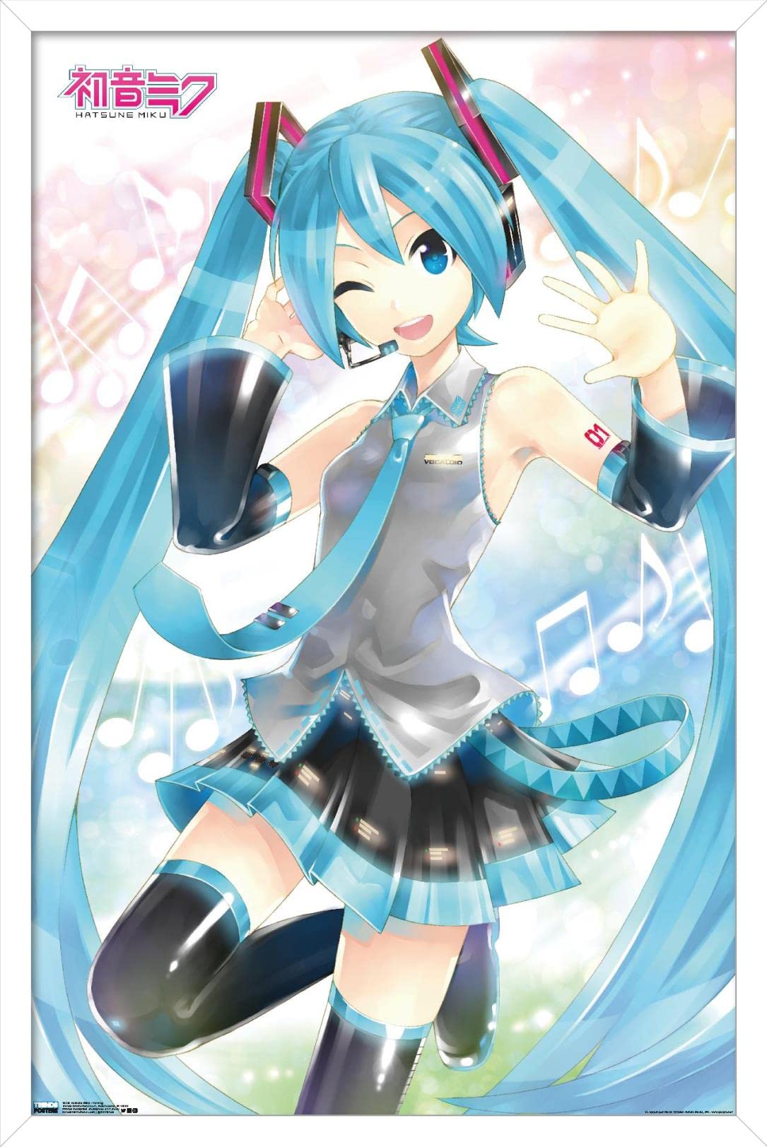 Trends International Hatsune Miku - Waving Wall Poster, 14.725'' X 22.375'', White Framed Version