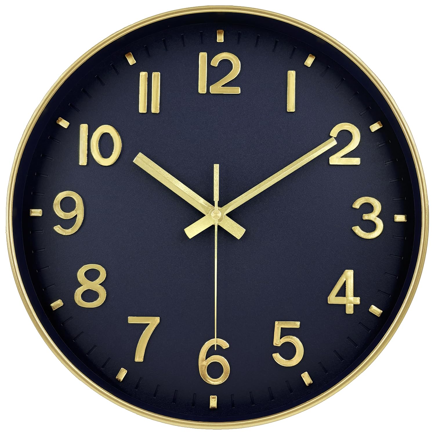 Wall Clock 12 Inch Battery Operated Silent Non Ticking Modern Small Analog Clock Navy Blue