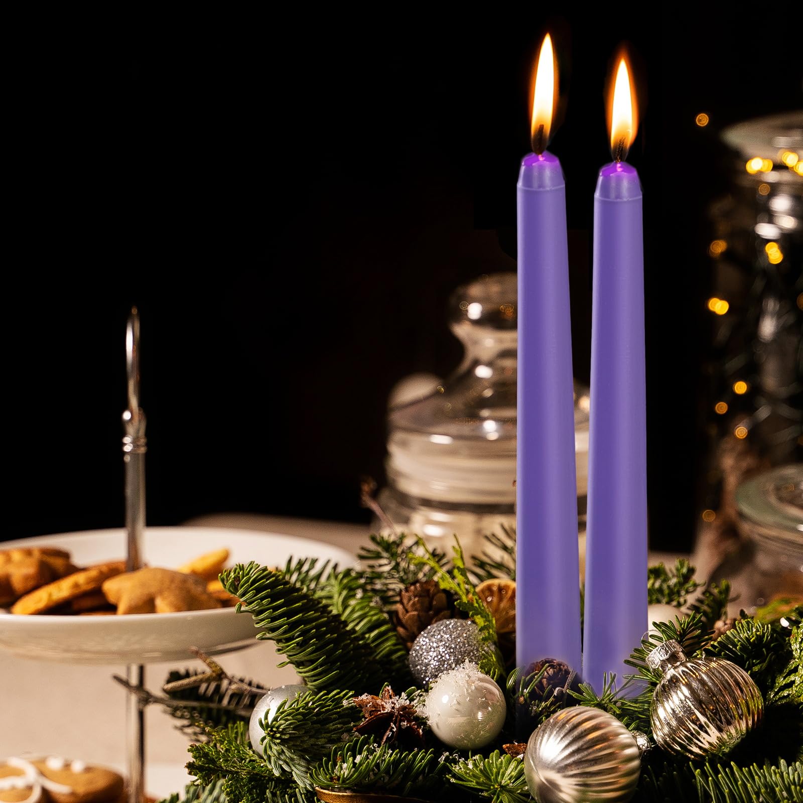 KONNI 0.87  10 Inch Violet Taper Candles, Unscented and Smokeless Tall Candlesticks, 10 Pack Tapered Candles with Cotton Wicks,