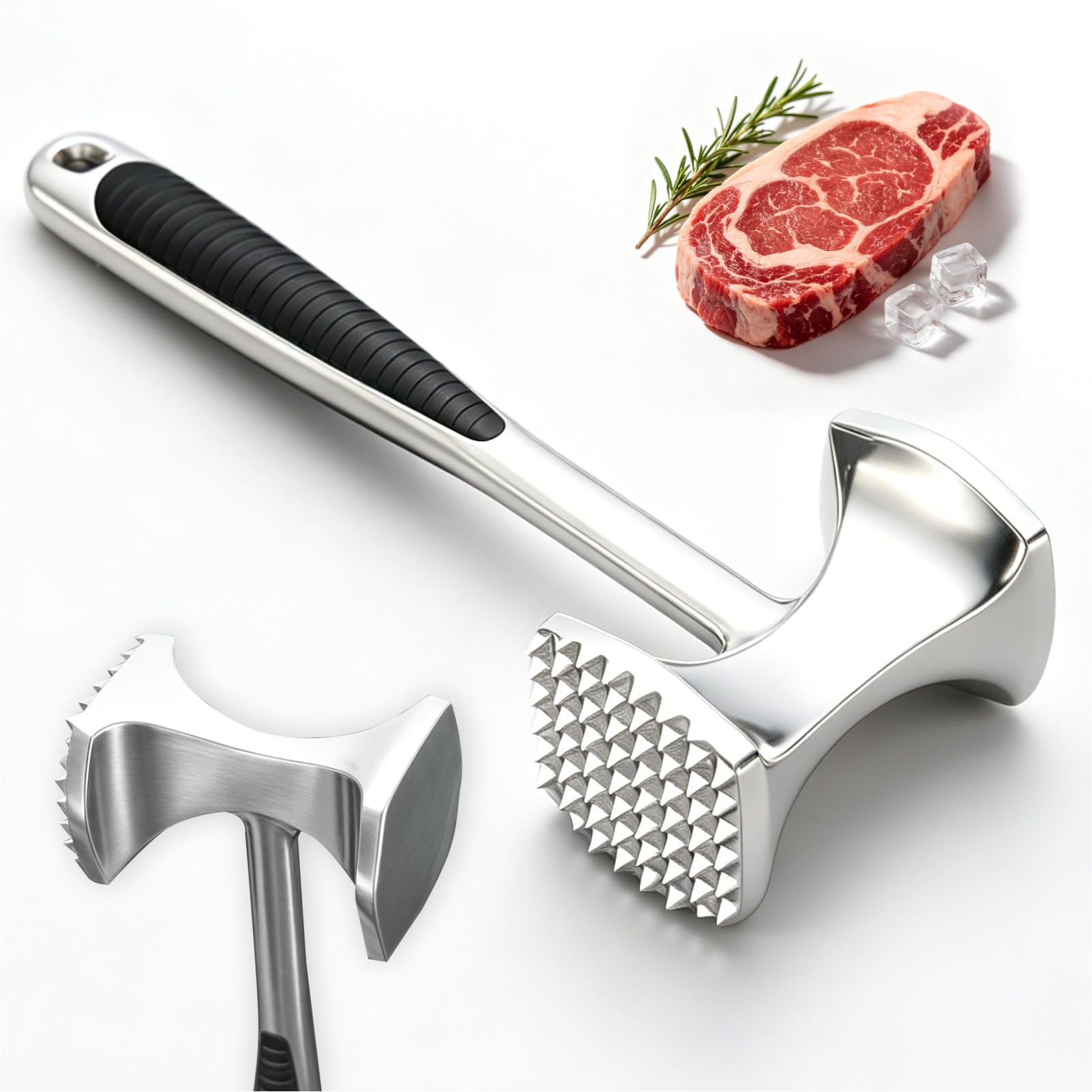 Meat Tenderizer Hammer, DualSided Aluminum Alloy Mallet, Balanced Weight