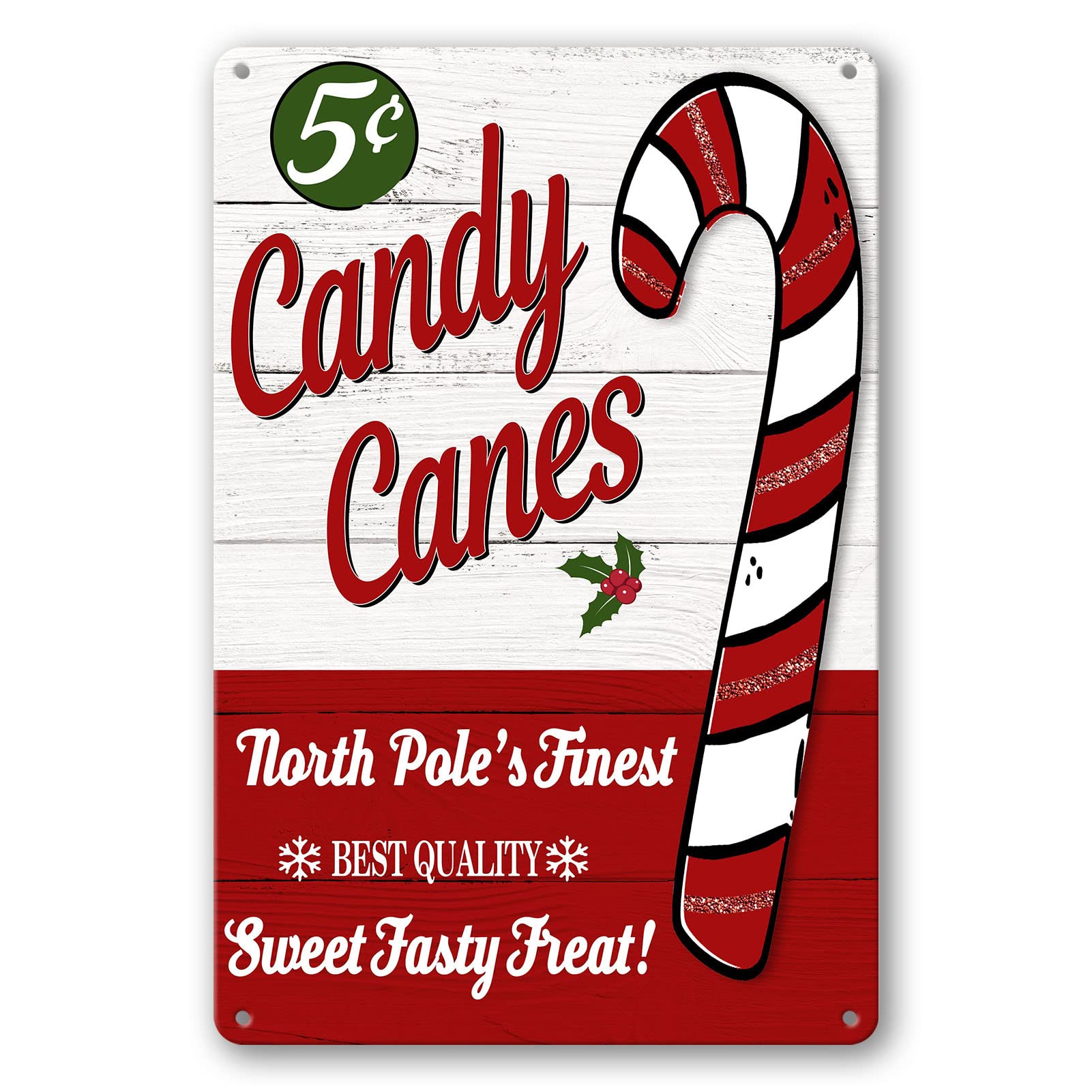 Christmas Tin Sign Candy Cane Wall Decor Vintage Christmas Metal Signs Candy Canes Decorations Wall Sign Christmas Room Decor Gi
