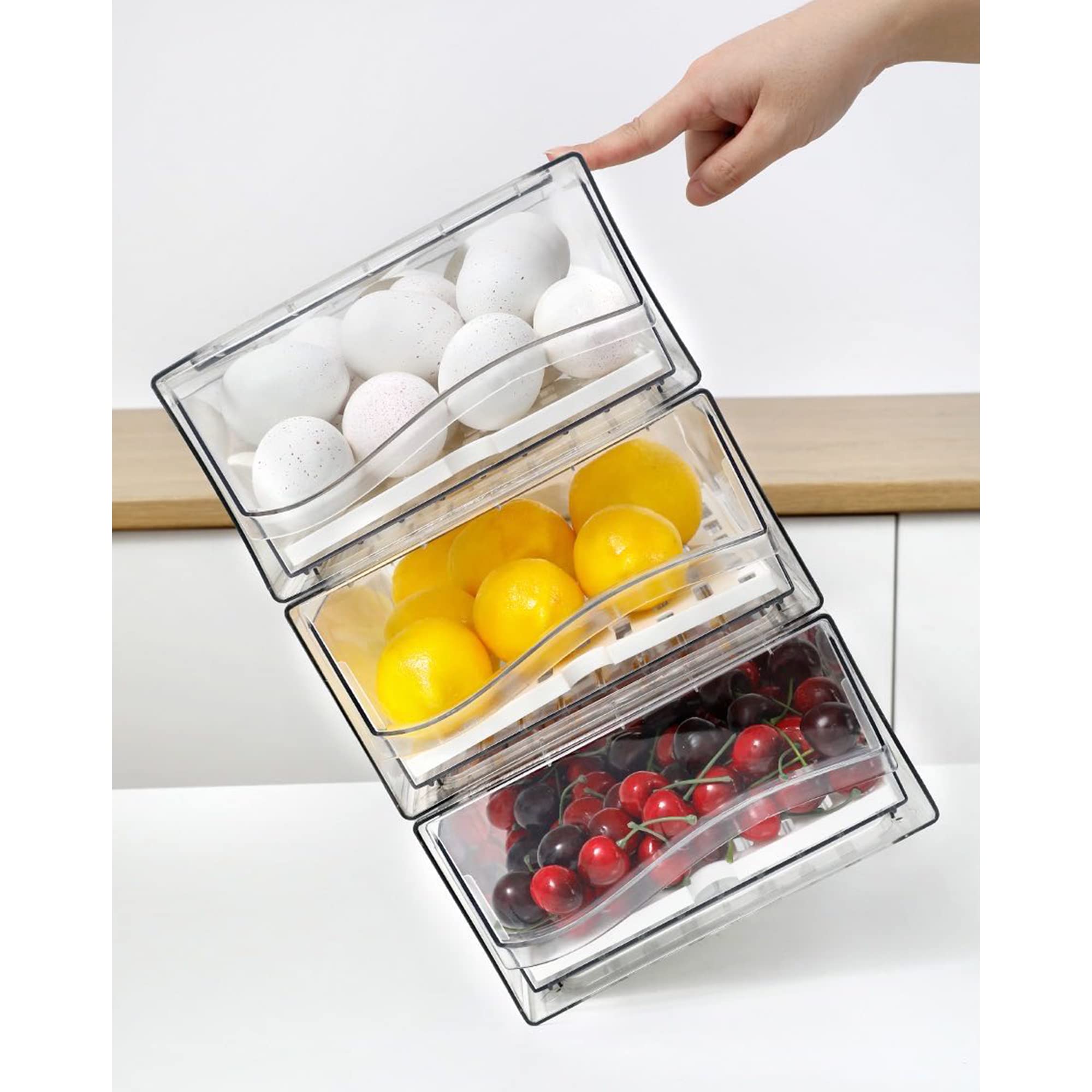 Diskary Fridge Organizer, Stackable Refrigerator Organizer Bins, Reusable Food Storage Containers, Fridge Drawer Organizer In Ho