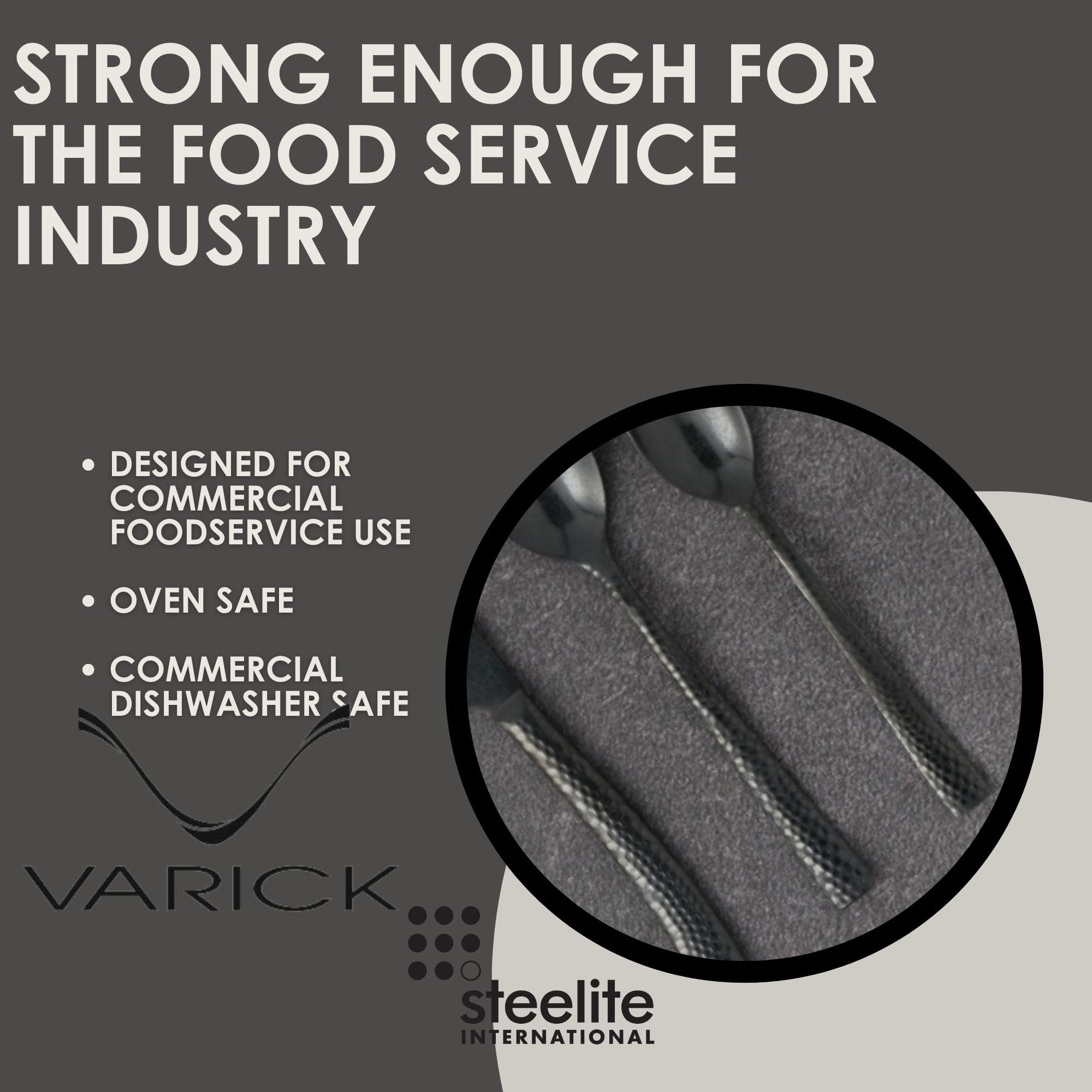 Steelite Round Bouillon Soup Spoons, Varick Malcolm Black Hammered Textured Handle, 18/10 Stainless Steel Utensils, Silverware F