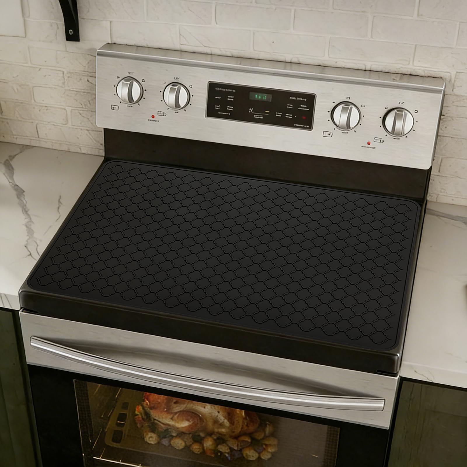 Stove Top Cover for Electric Stove - Food Grade Ceramic Stove top Cover, Silicone XXL Dish Drying Mat, Glass Cooktop Covers, Fla