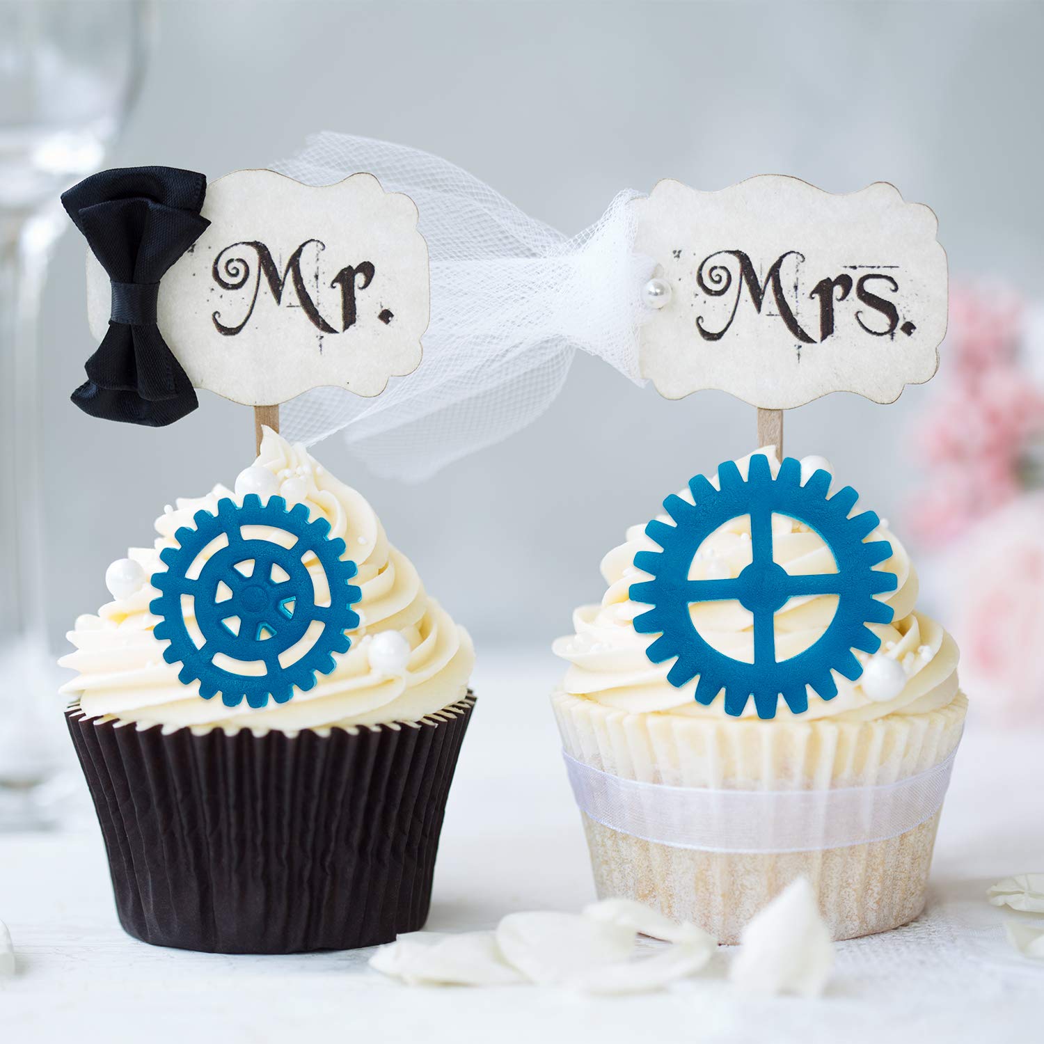 6 Pieces Gear Cookie Cutters Steampunk Fondant Molds Cogs Mold Clock Wheel Mold Fondant Cake Mold Plunger Cutter For Cupcake Dec