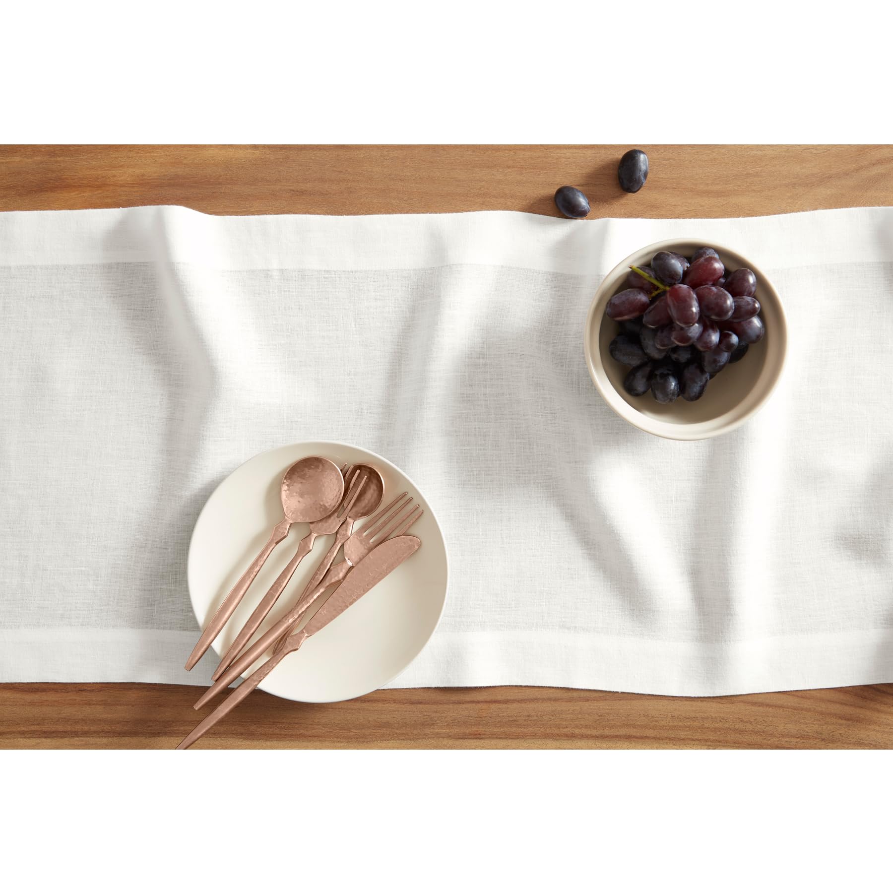 Solino Home Linen White Table Runner 60 Inch - 100% Pure Linen Prewashed Short Table Runner 14 X 60 Inch Ideal For Dresser And C