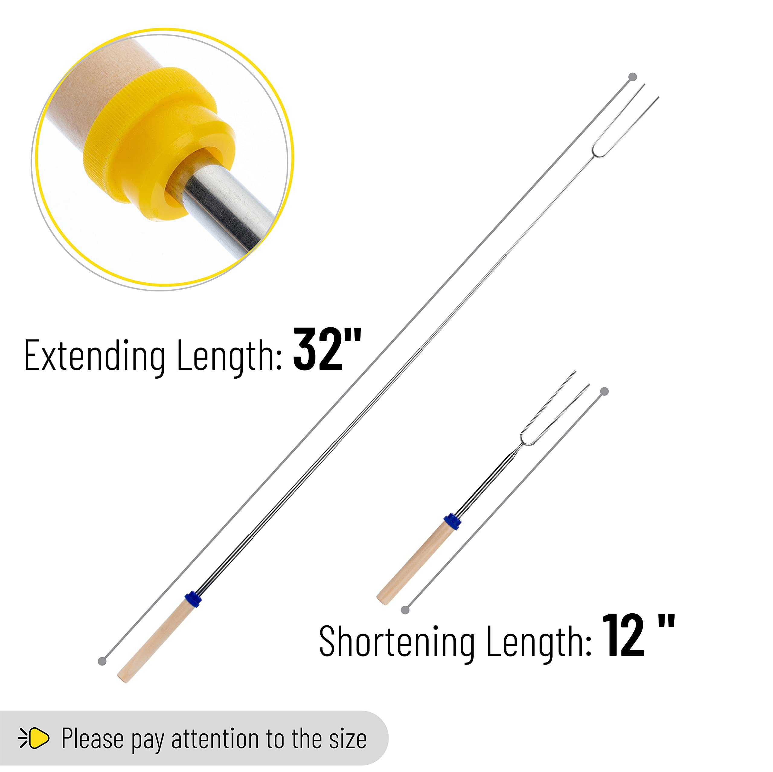 UNCO- Marshmallow Roasting Sticks  5 Pack  32  Extendable Stainless Steel Campfire Smores Sticks  Hot Dog Sticks for Campfire  Roasting Sticks for Fire Pit  Smores Skewers