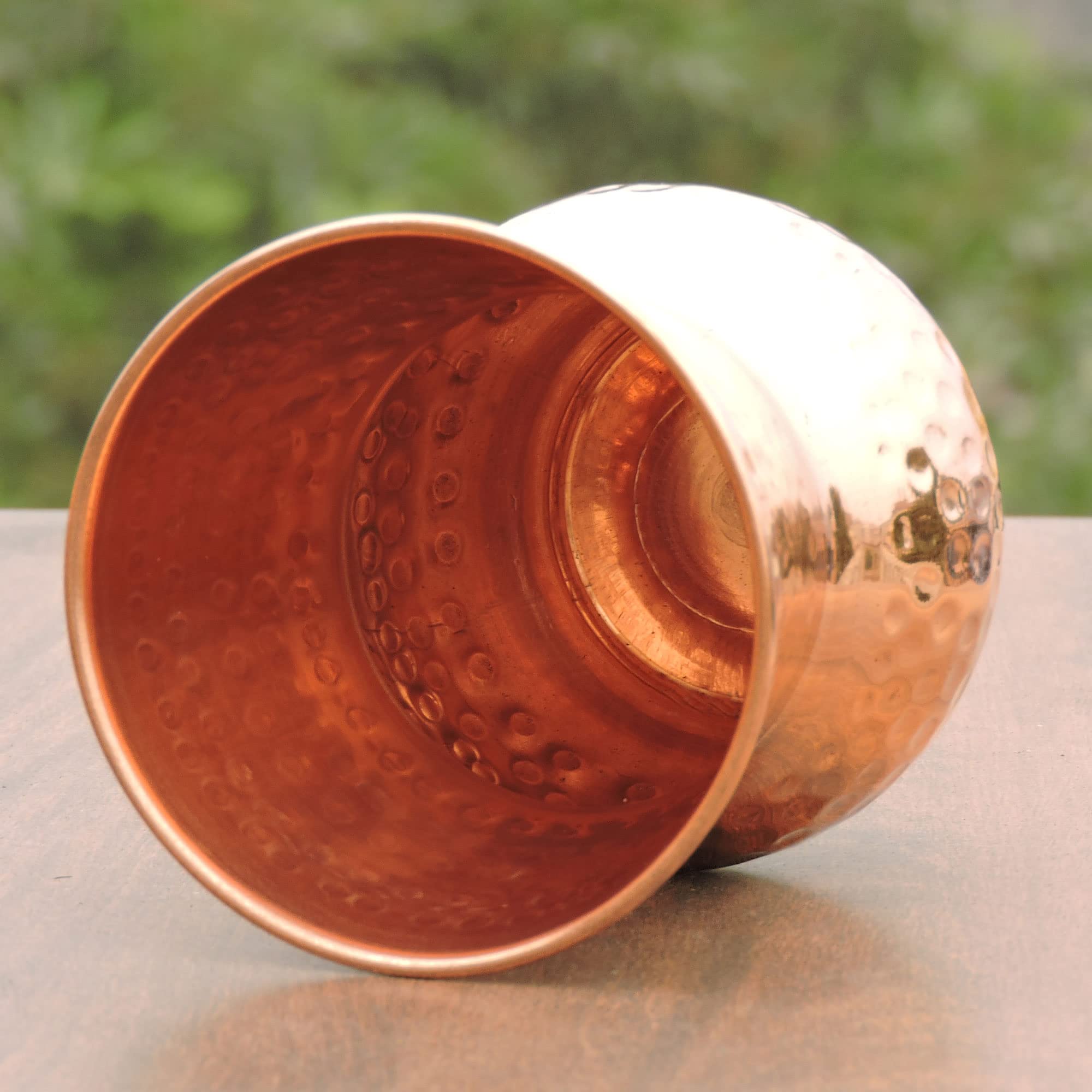 Hammered Copper Tumbler, Lacquered-Free, Unlined And Uncoated - 400 Ml, For Ayurveda Health Benefits (Traditional - 400 Ml)