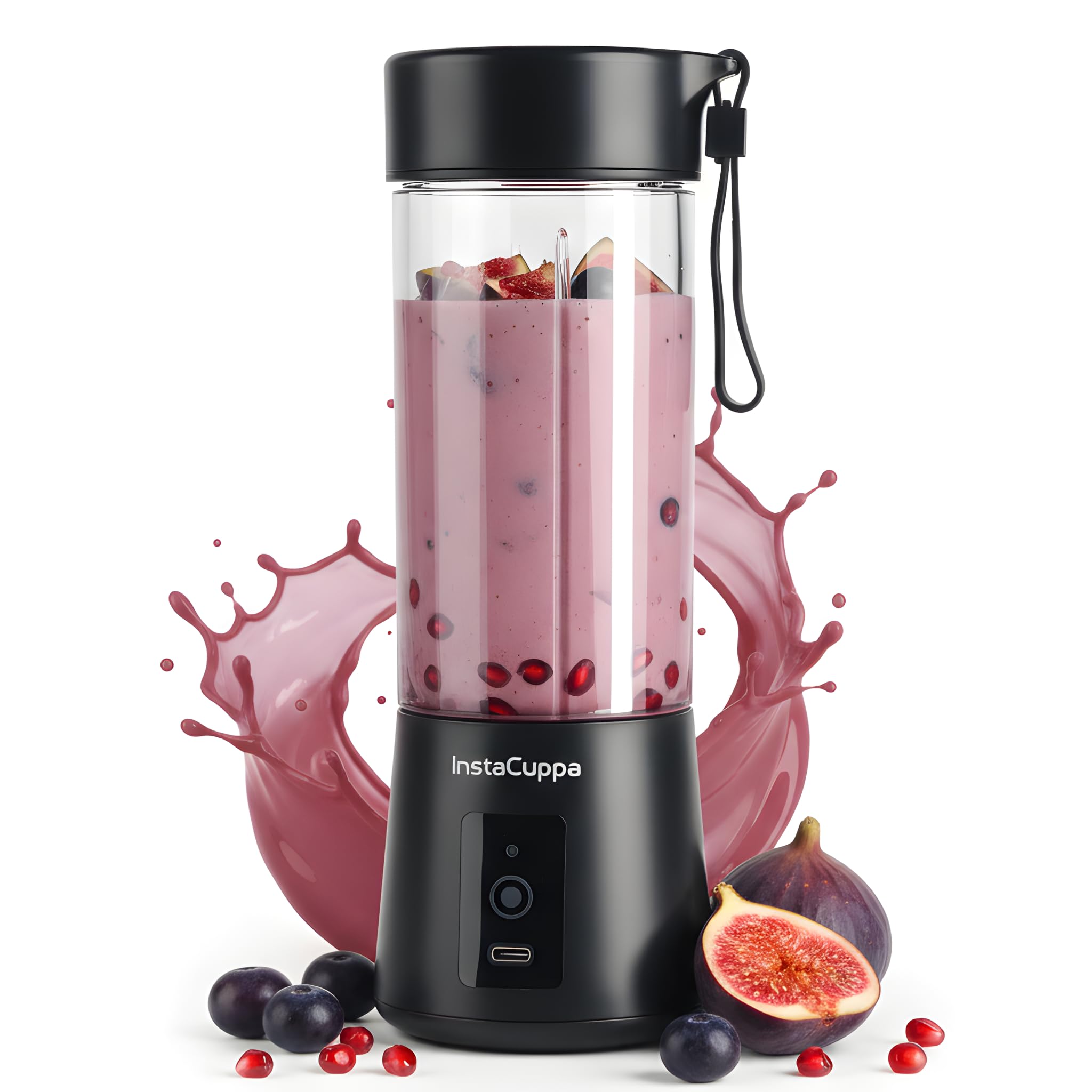 Instacuppa Portable Blender For Smoothie And Juices, Milk Shakes, Crushing Ice, Usb Rechargeable Blender Machine For Kitchen Wit