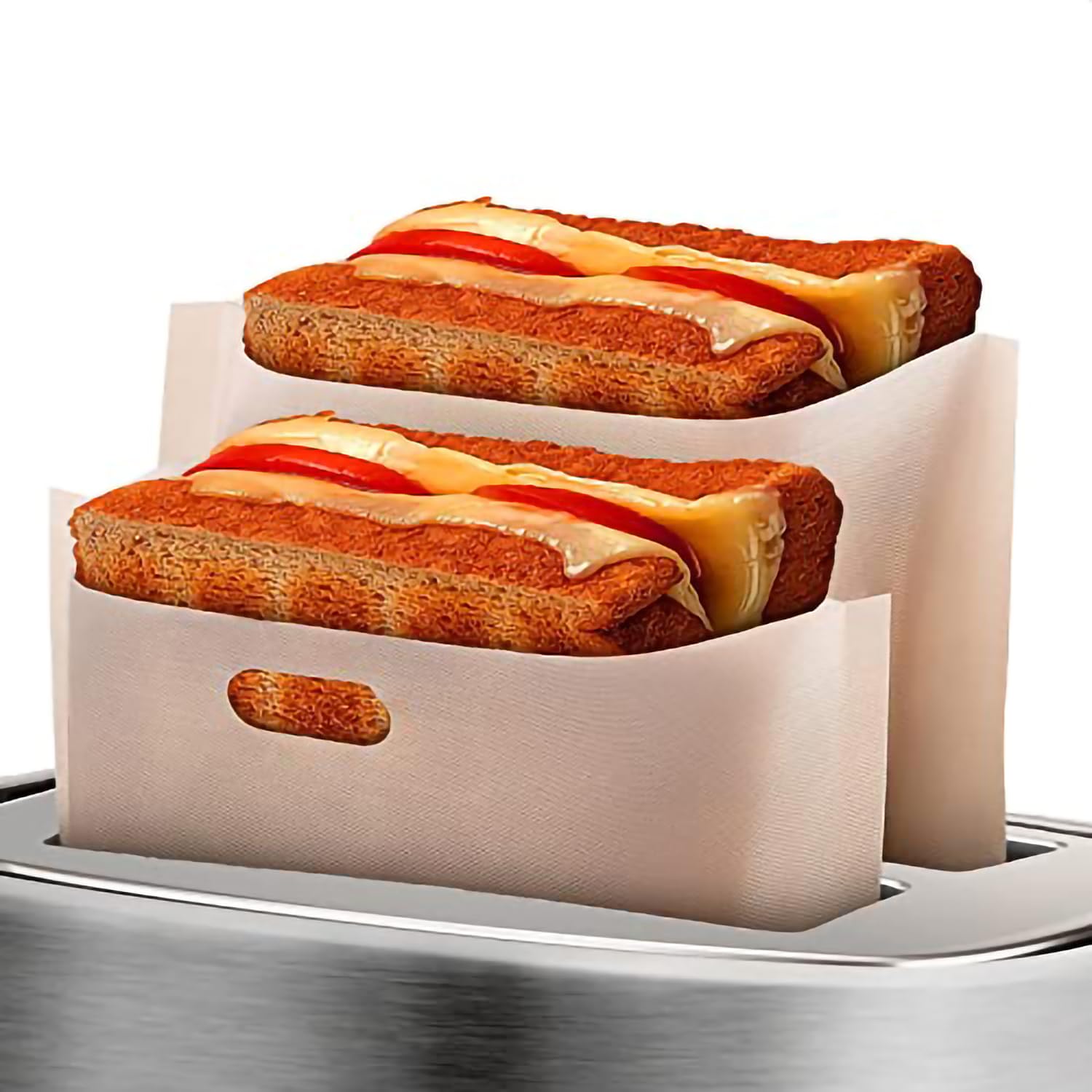 12Pcs Non Stick Reusable Toaster Bags - Toaster Sandwich Bags Grilled Cheese Toaster Bags Reusable Bags For Food - Fiberglass He