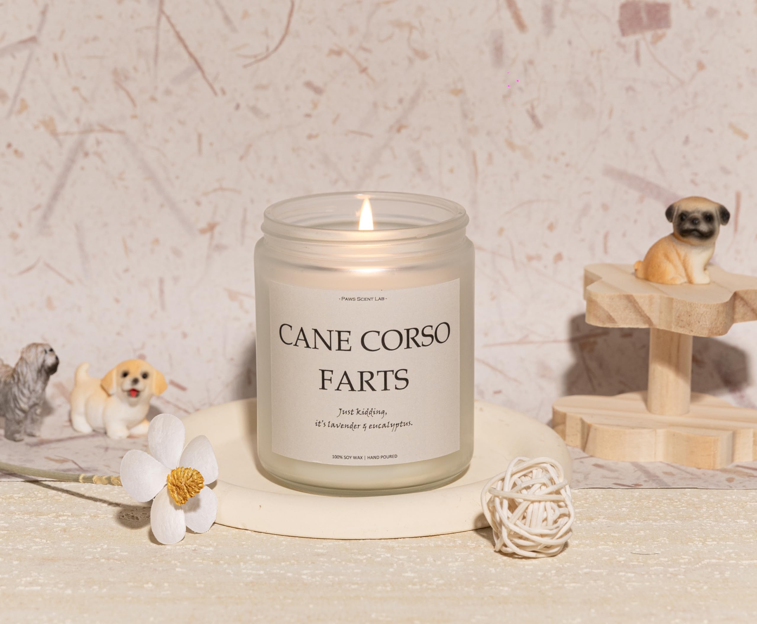 Cane Corso Gifts & Decor, Cane Corso Gifts for Women, Dog Farts Candle, Dog Mom Gift for Women - Lavender & Eucalyptus, Crafted