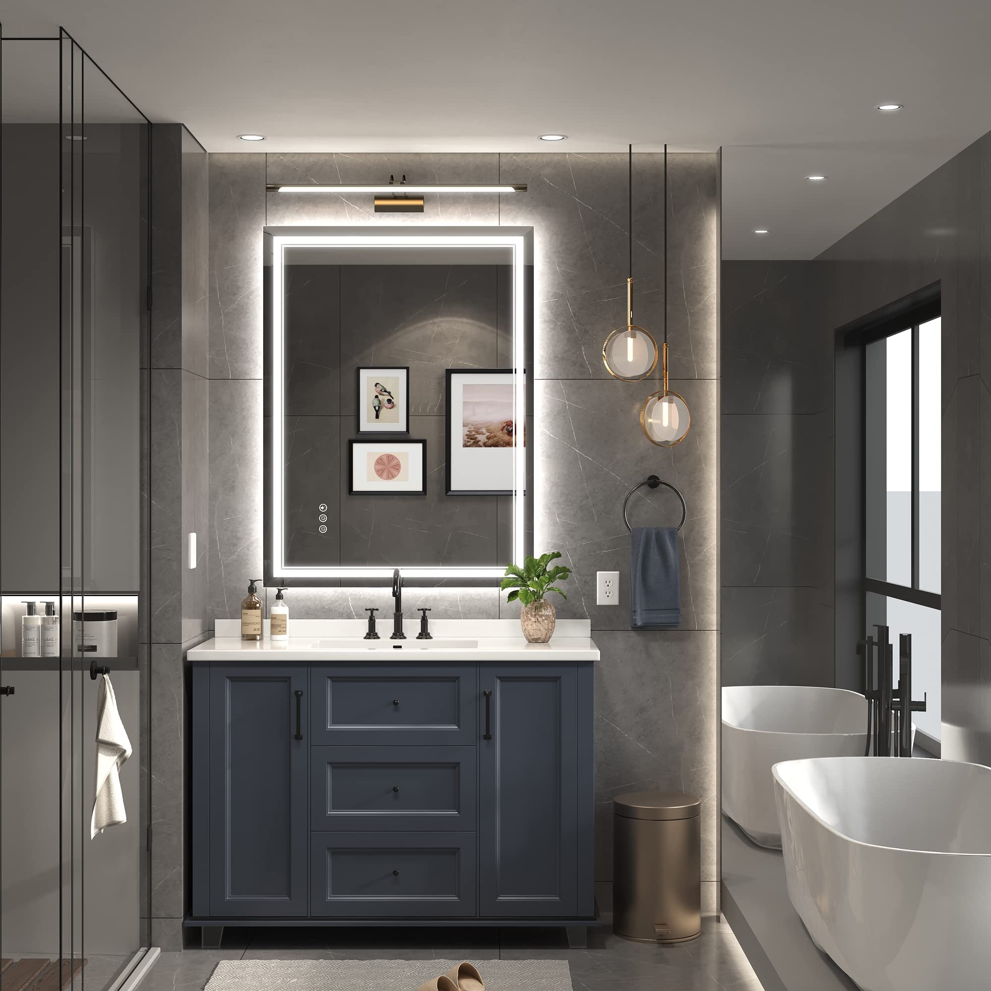 Ratsamee 24X32 Inch Led Mirror For Bathroom With Front Light And Backlit, Dimmable Anti Fog Wall Bathroom Mirror With Led Lights