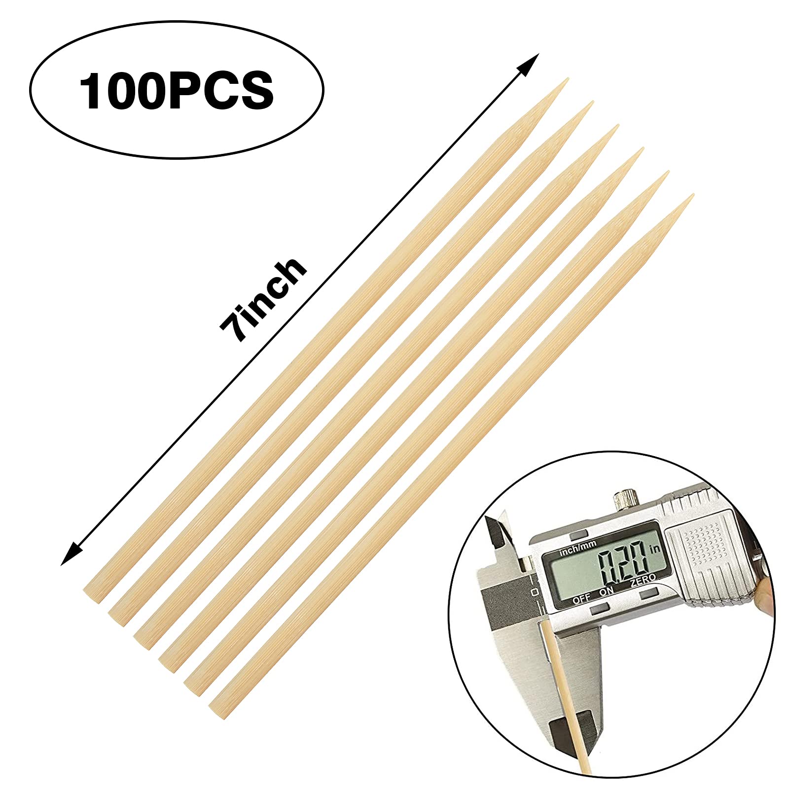 Hansgo Wooden Candy Apple Skewer Sticks, 5 Mm 7 Inches Birch Bbq Caramel Apple Sticks Cotton Candy Stick Rock Candy Stick Skewer