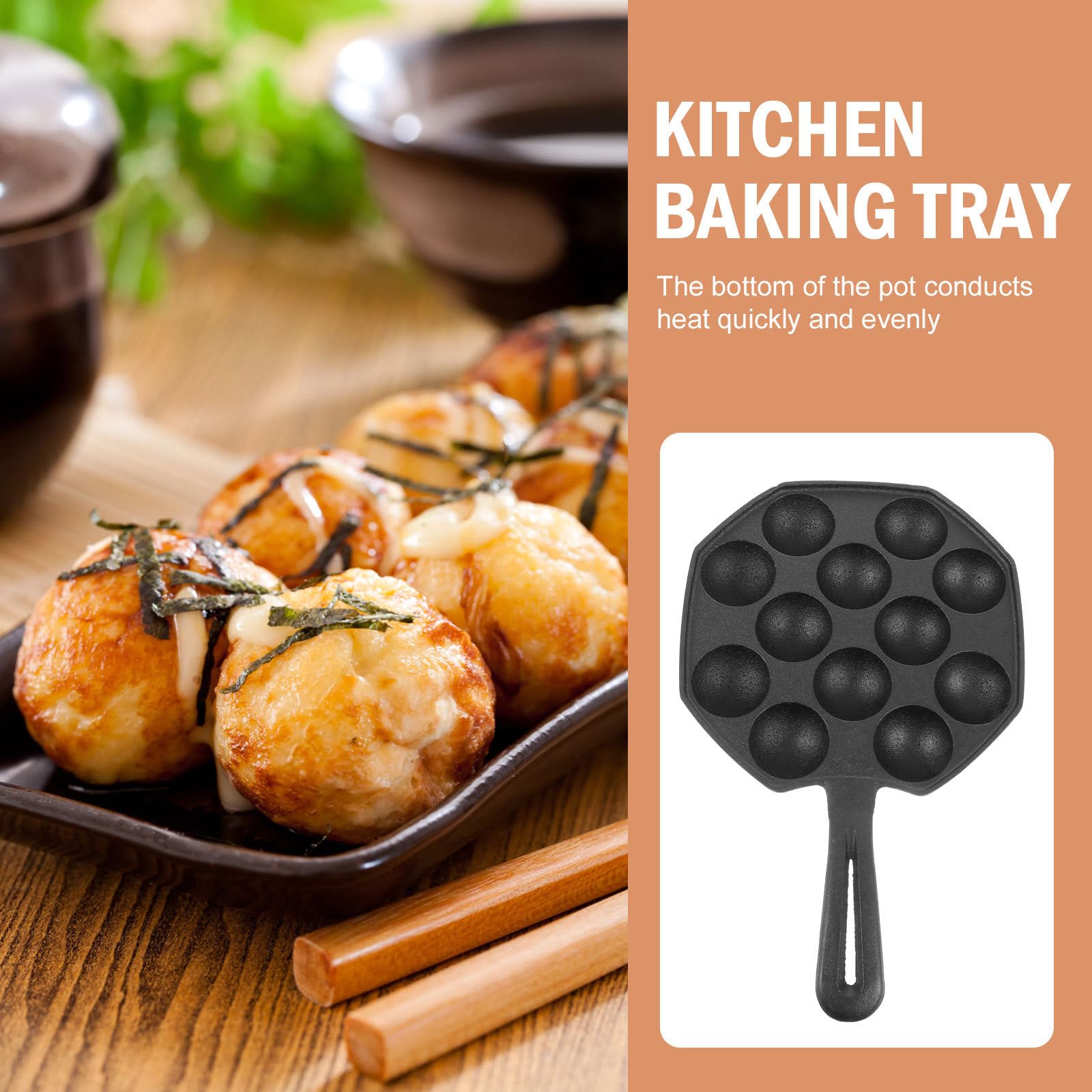 Hemoton Pans Grill Pan 19 Holes Baking Tray Cast Iron Nonstick Cooking Plate Pancakes Plate Octopus Balls Baking Maker For Quail
