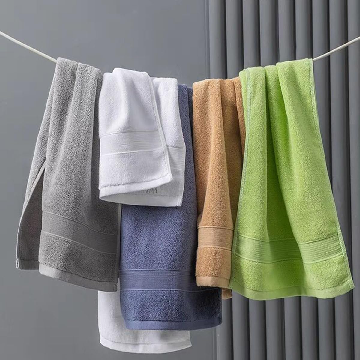 Jininq 2 Piece 100% Cotton Soft Hand Towels 13.4'' X 29.5'',Premium Face Towels Set For Bathroom,Gym,Home (Blue)