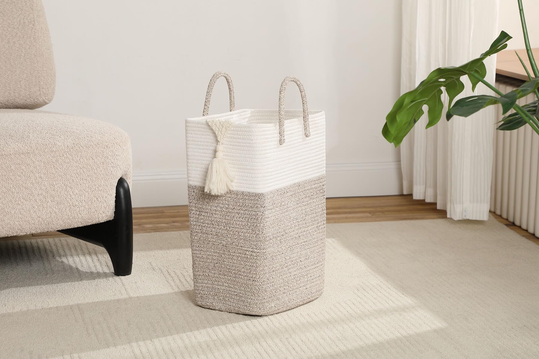 Tall Laundry Hamper Sorters Big Laundry Basket With Handles,Woven Cotton Rope, Versatile Storage For Dirty Clothes,Baby Toys,And