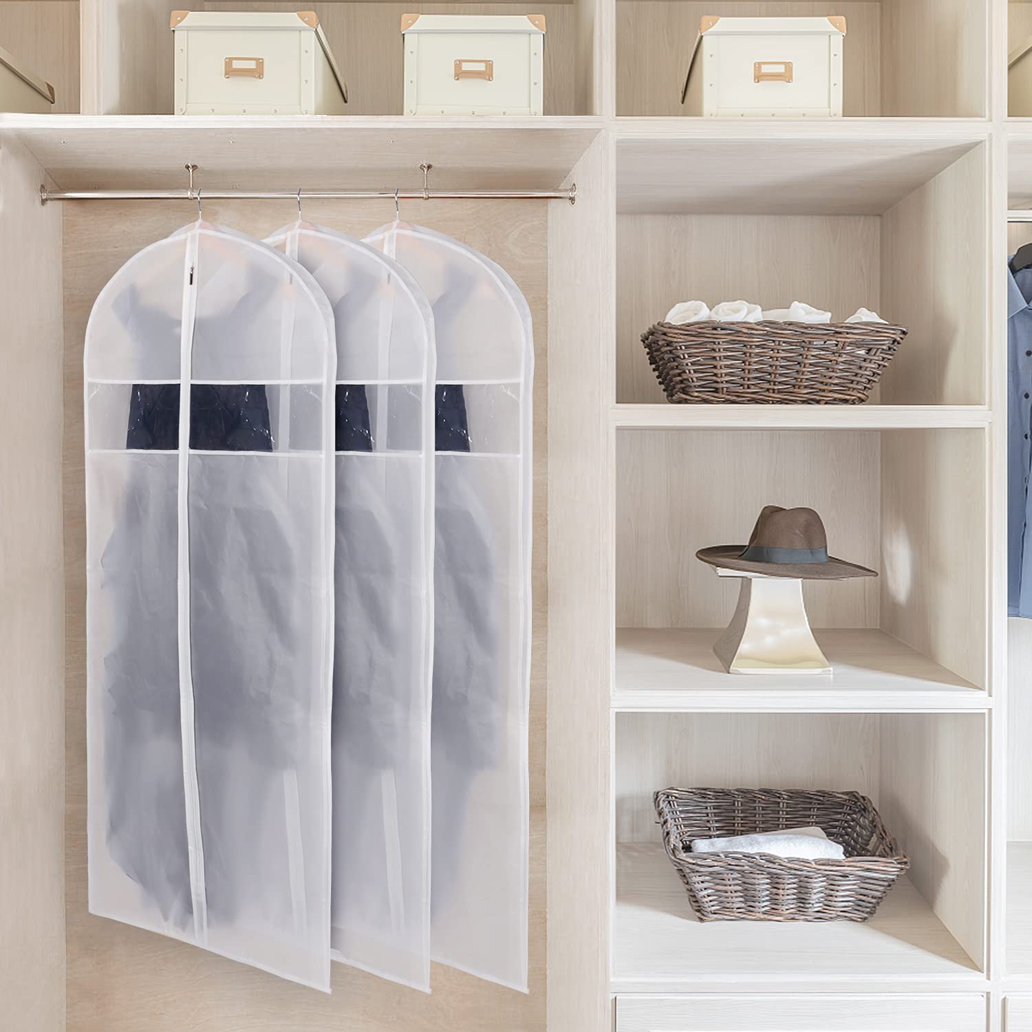 Zilink Dress Garment Bags For Storage 72-Inch With Clear Window And 3'' Gusset Dress Cover Bag For Long Evening Dresses,Fur Coat