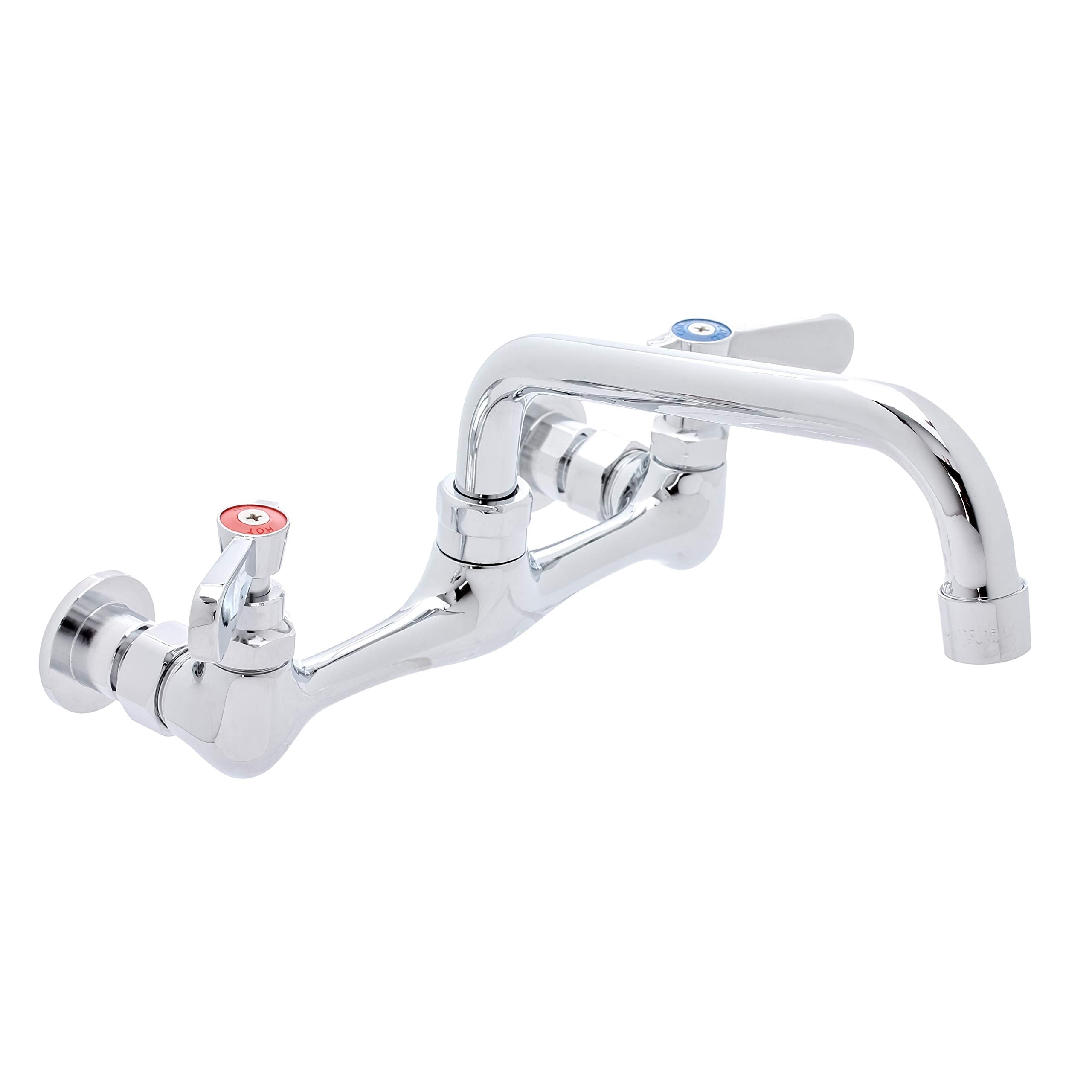 Kitchen Sink No Lead Faucet - DuraSteel 8 Center Wall Mounted Commercial Kitchen Sink Faucet with 6 Swivel Spout - NSF Certified