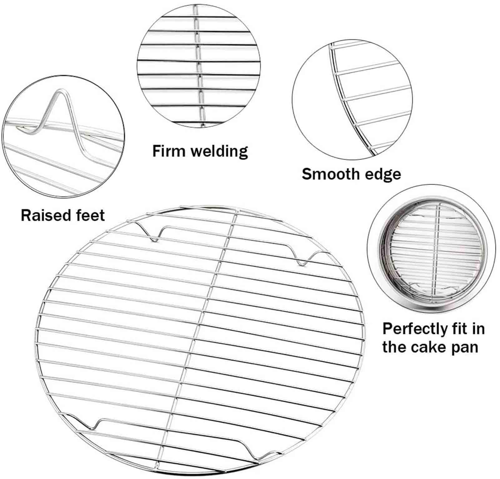 Teamfar Round Cooling Rack Set Of 3, 7 & 9 & 10 Inch, Stainless Steel Round Baking Steaming Rack Set, Fit For Oven/Pot/Air Fryer
