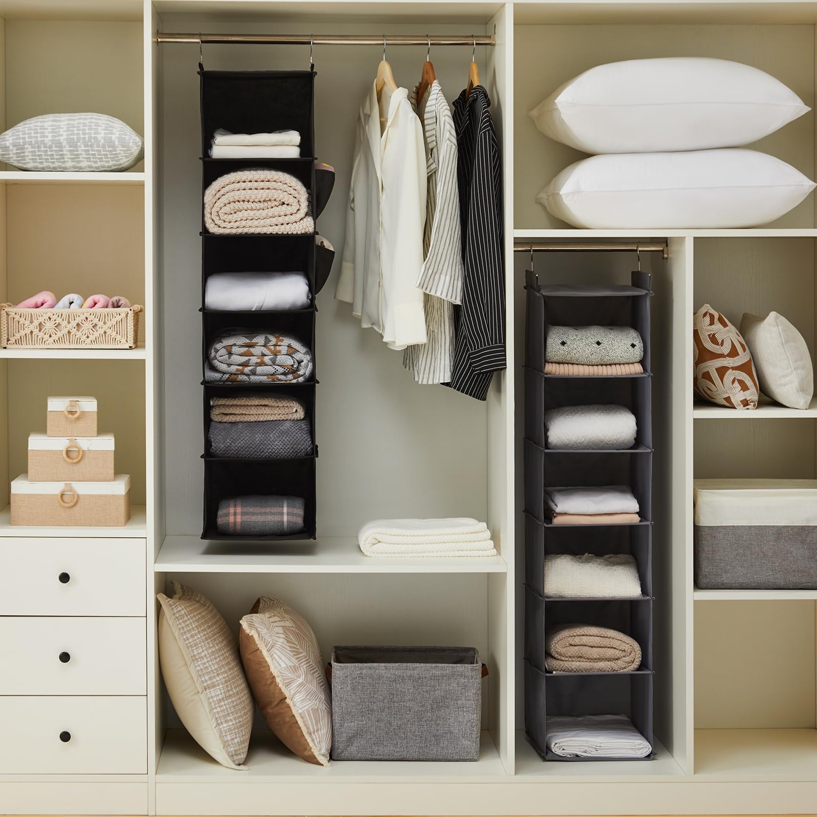 YOUDENOVA Hanging closet Organizers and Storage  6-Shelf Hanging closet Shelves  Black