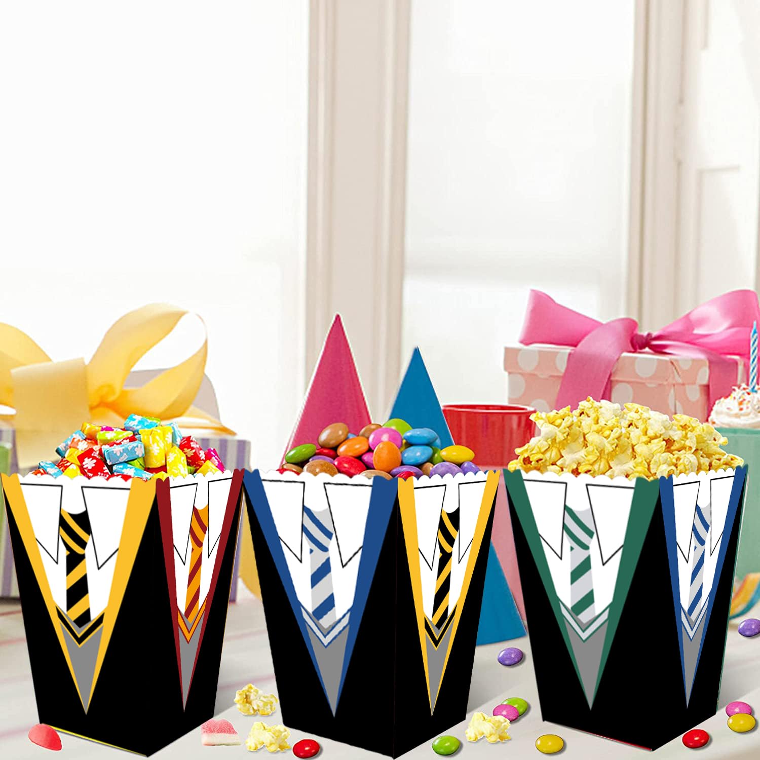 24 Pcs Magical Wizard Party Popcorn Box, Party Candy Cookie Box- Snack Containers For Baby Shower Harry Themed Birthday Party Su