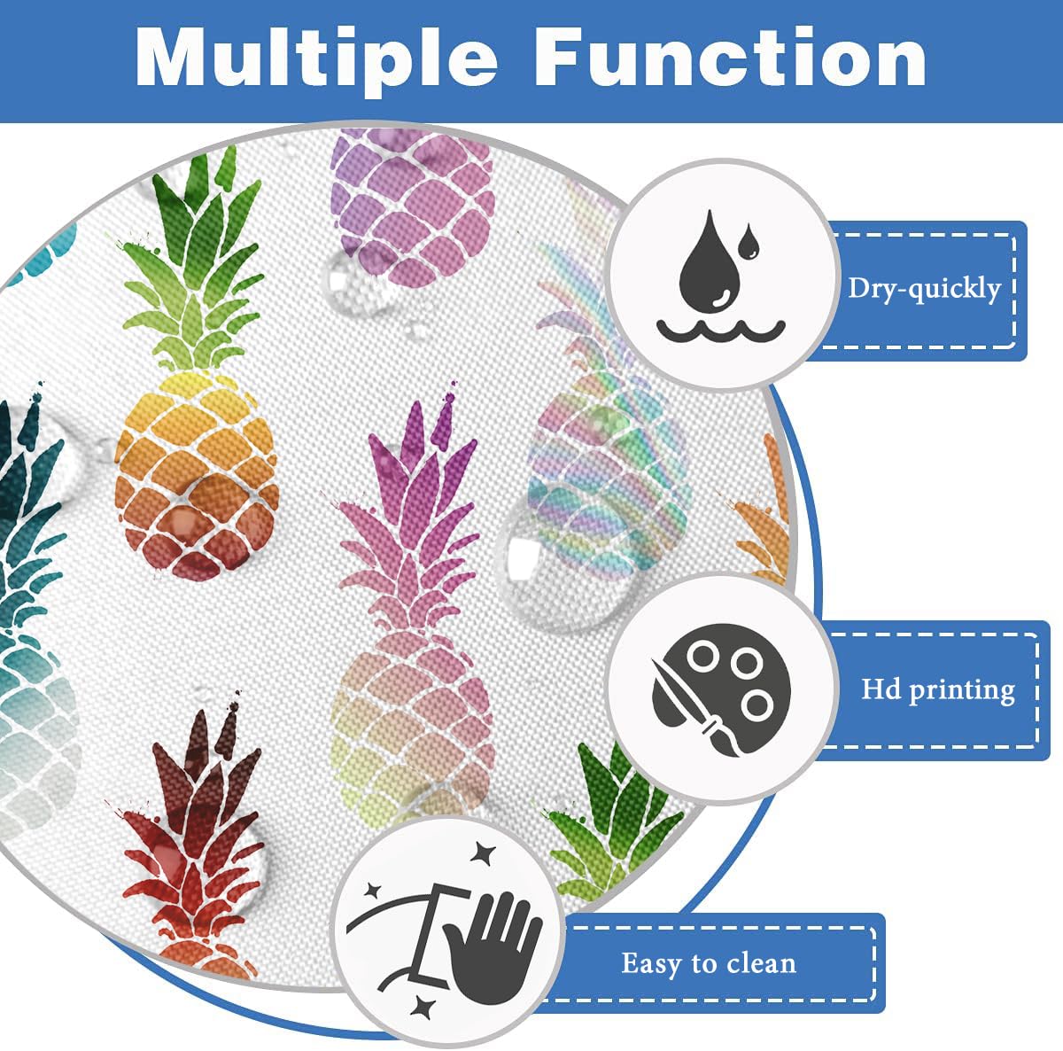 Aatter Colorful Pineapple Shower Curtain Kids Fun Cute Bright Tropical Summer Fruit Cool Unique Ombre Orange White Teen Boho Abs