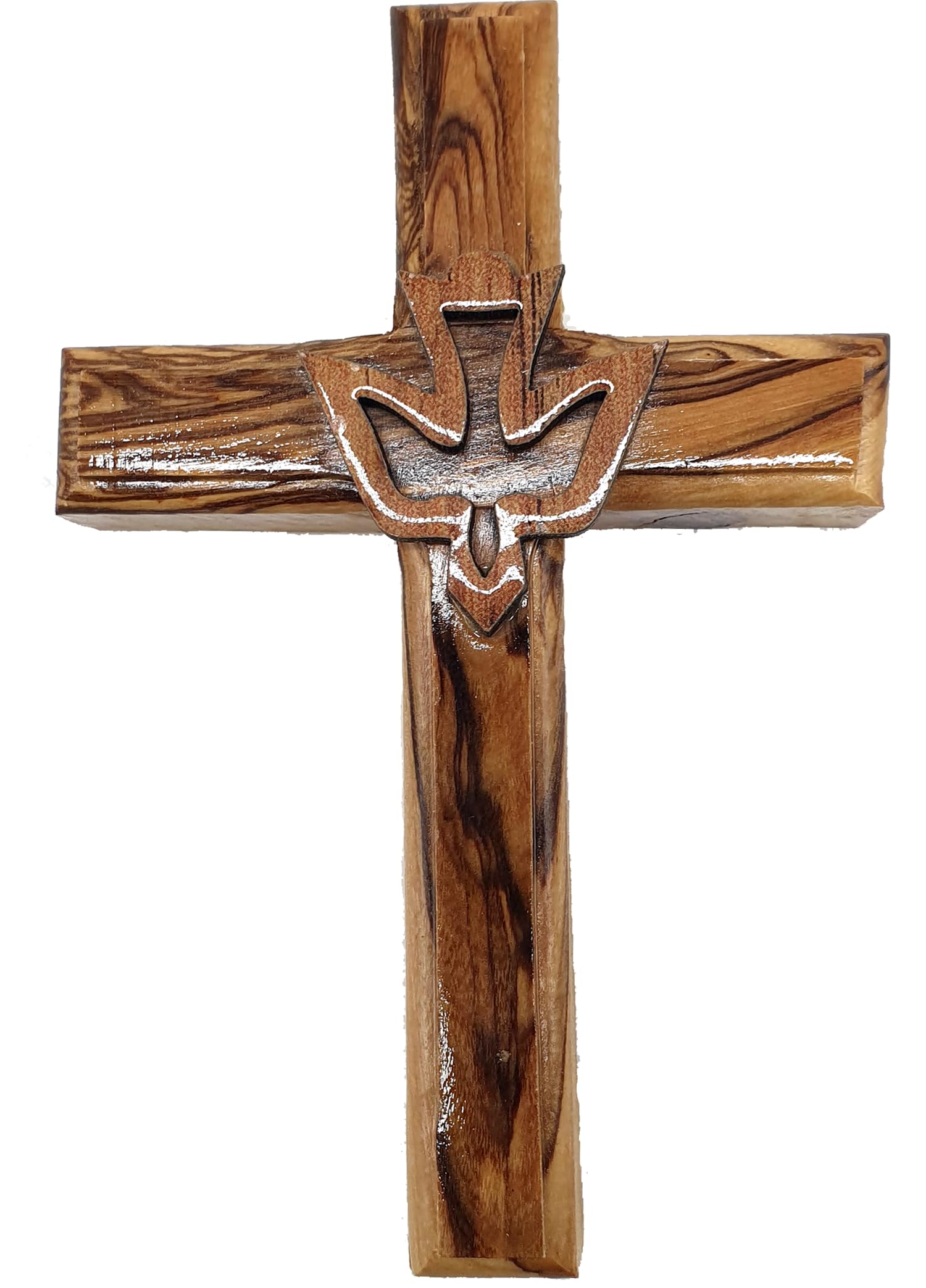Zuluf 4.7 Olive Wood Dove Cross Wall Hanging Holy Spirit Christian Religious Gift Holy Land Decor CRS021