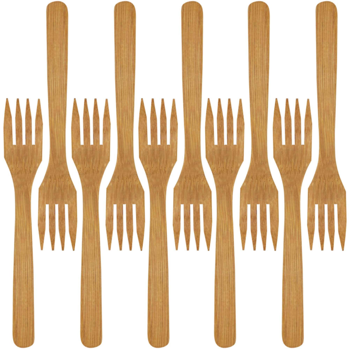 Bamboomn Premium Solid Bamboo Dinner Fork 8'' - All Natural Reusable Dinnerware - 30 Pcs