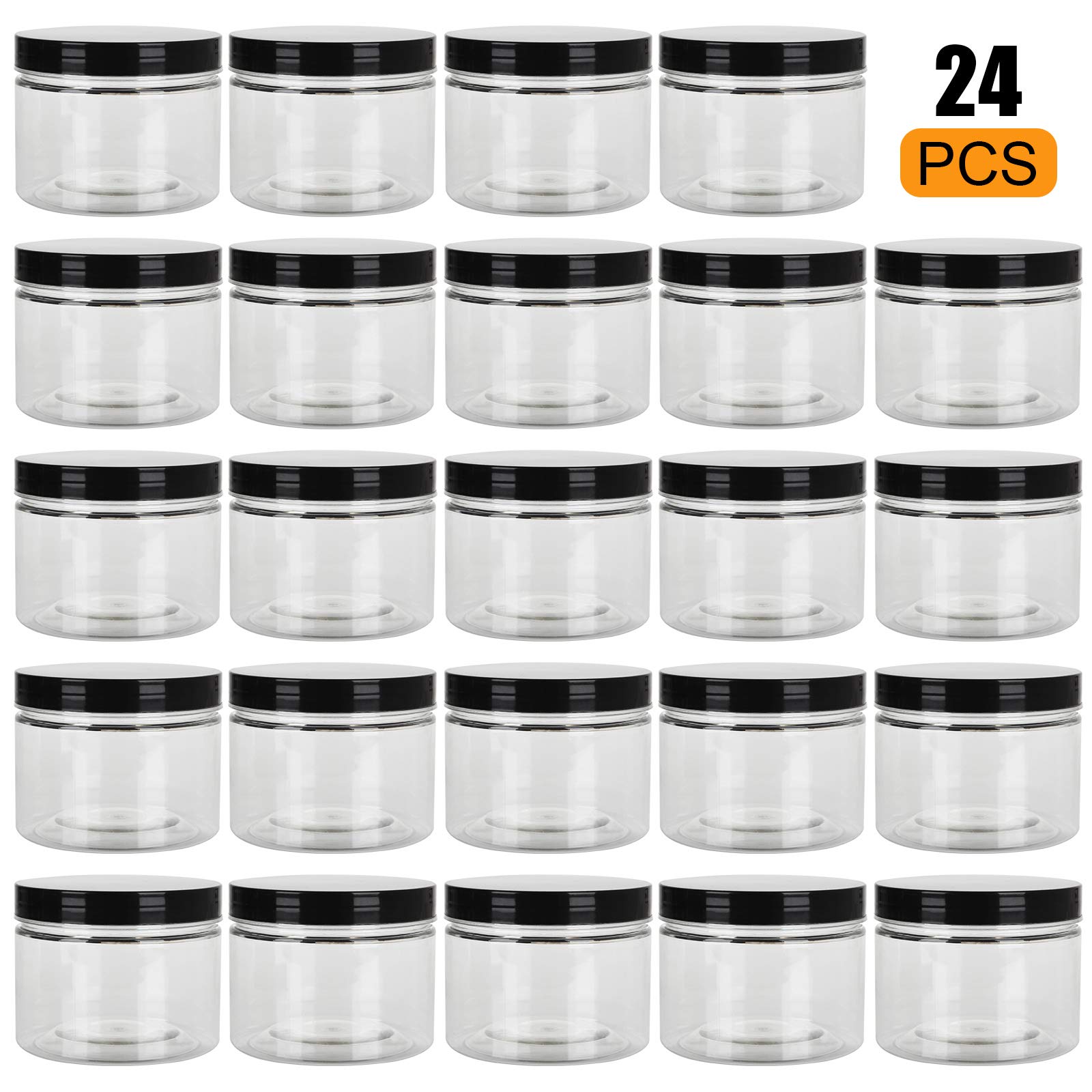 Abuff 18 Pack 10Oz Empty Slime Containers, Large Plastic Slime Jars Clear Slime Storage Containers With Lids, Food-Grade Plastic