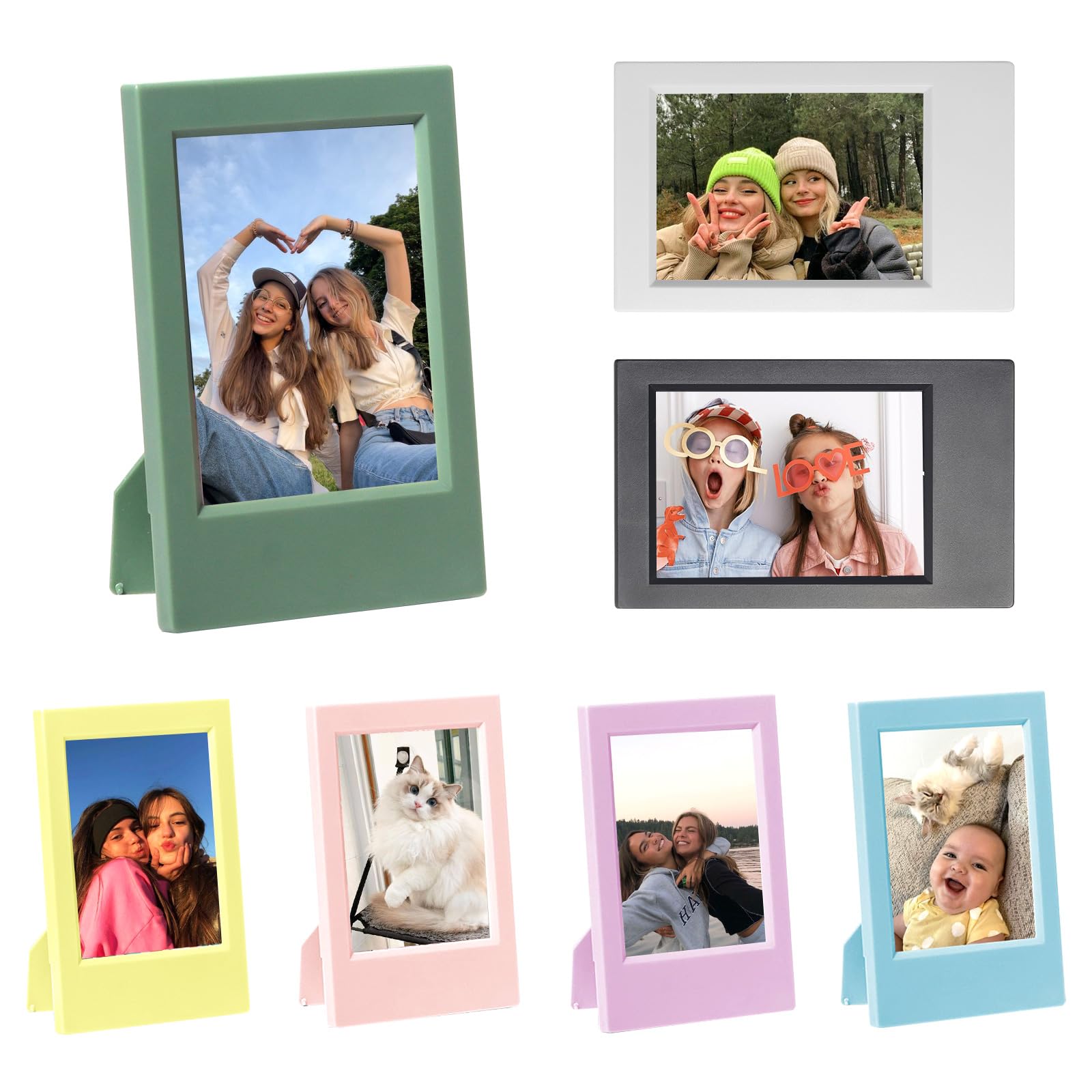 CAIYOULE Mini Picture Frame for Instax Mini SE/99/12/11/9/8/7+/EVO 3 Film-Colorful for Polaroid 2.15 x 3.4 Photo Frame (7 Pack