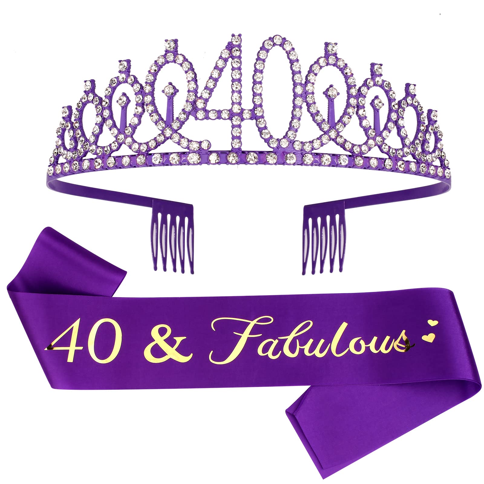 Purple 40Th Birthday Gifts Women, 40Th Purple Birthday Decorations Women, 40Th Birthday Sash, 40Th Birthday Tiara, 40Th Birthday