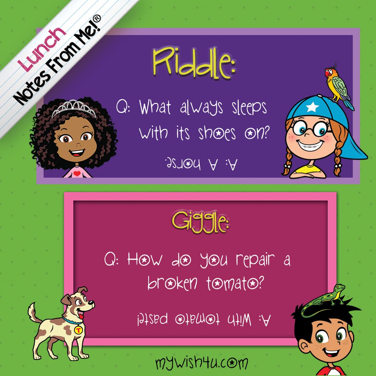 Notes From Me! 101 Tear-Off Lunch Box Notes for Kids  Riddles & Giggles  Fun & Educational  Motivational  Thinking of You  Summer Camp  Back to School Essential  Bored Kids Activity  Ages 8+